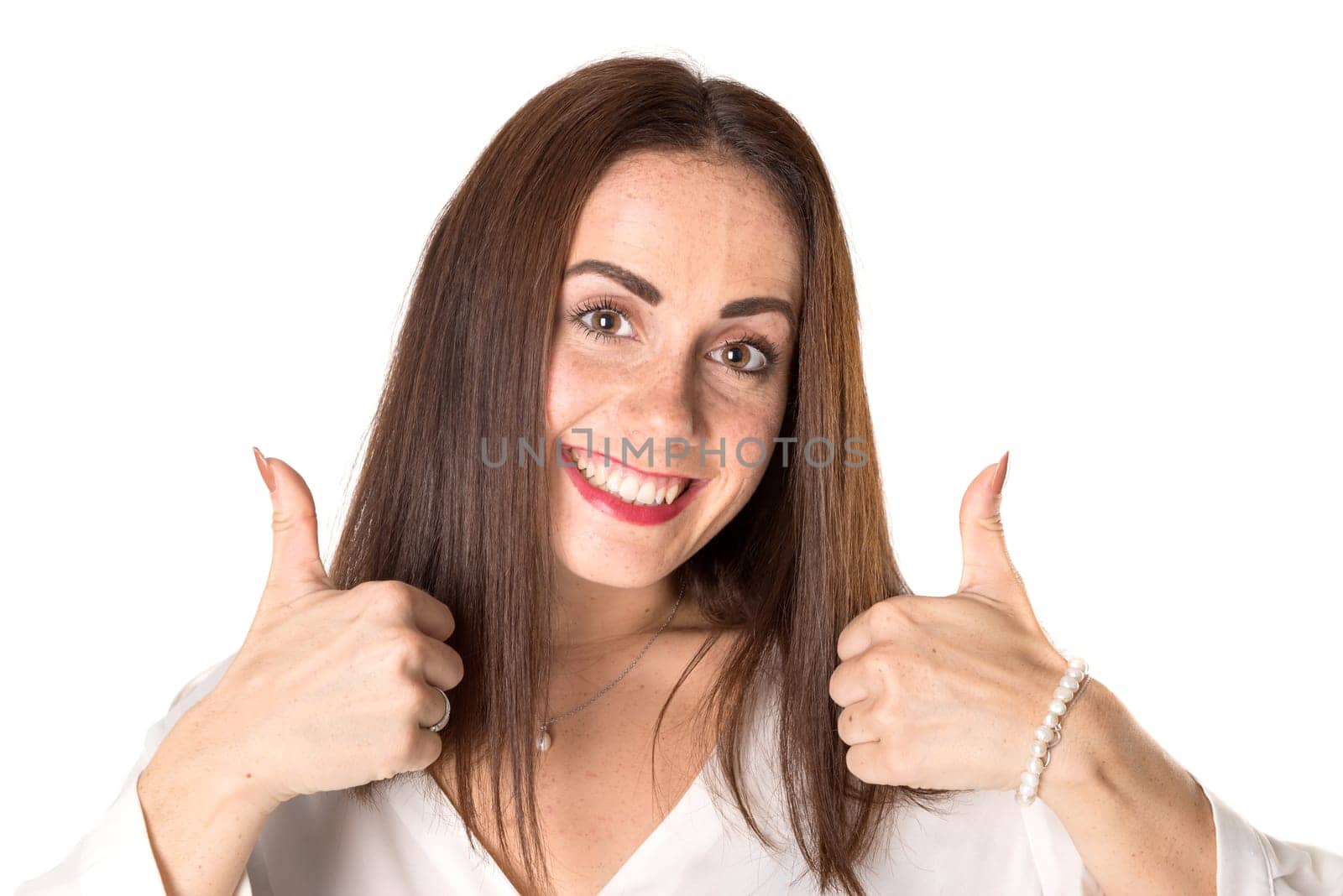 Casual young woman isolated in a white background