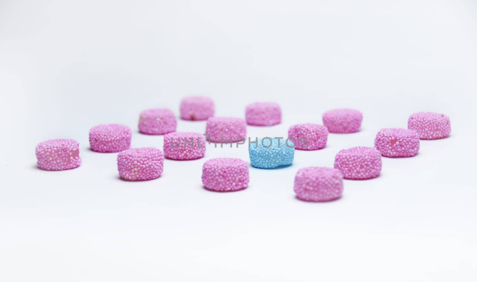 Pink and blue candy, male and female discrimination