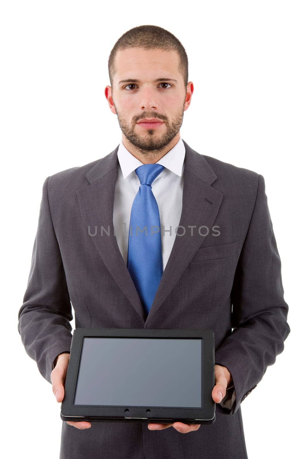 young businessman with a tablet pc, isolated