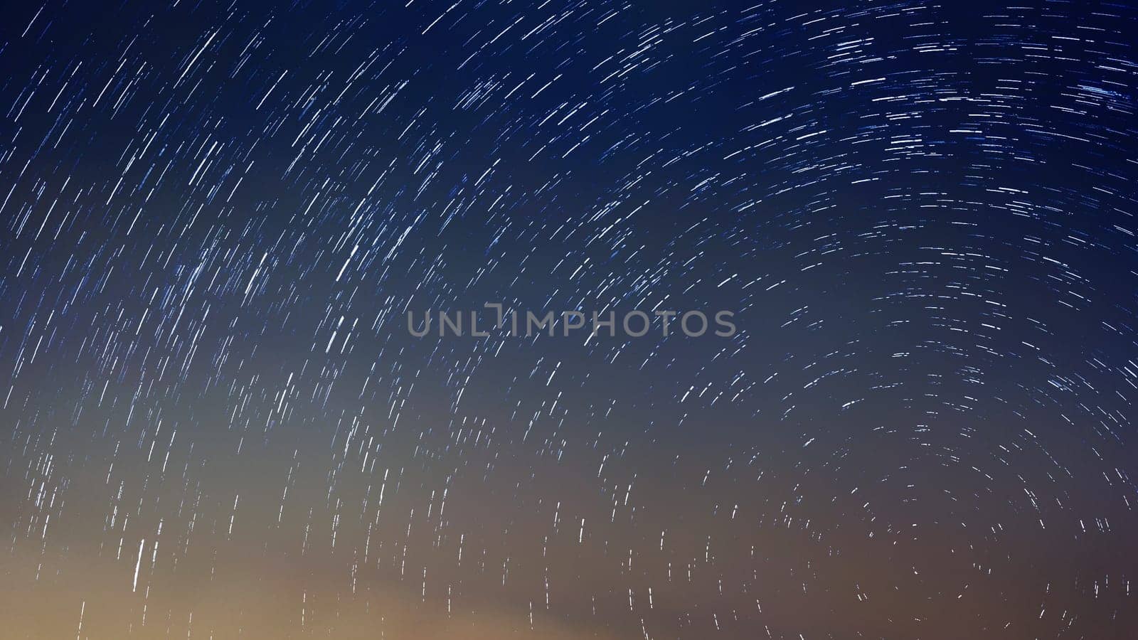 Extreme long exposure image showing star trails around the Polar Star or Polaris.