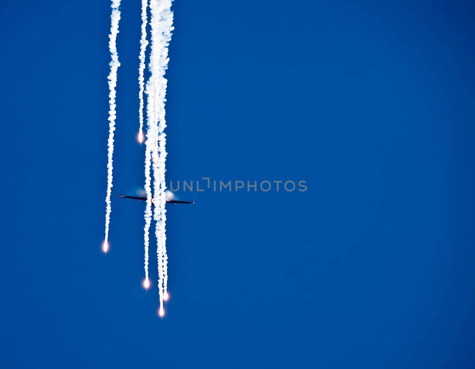LUQA, MALTA - SEP 26 - F16 of the RNLAF Demoteam flied by Capt. Ralph (Sheik) Aarts releasing flares during the Malta International Airshow 26th September 2009