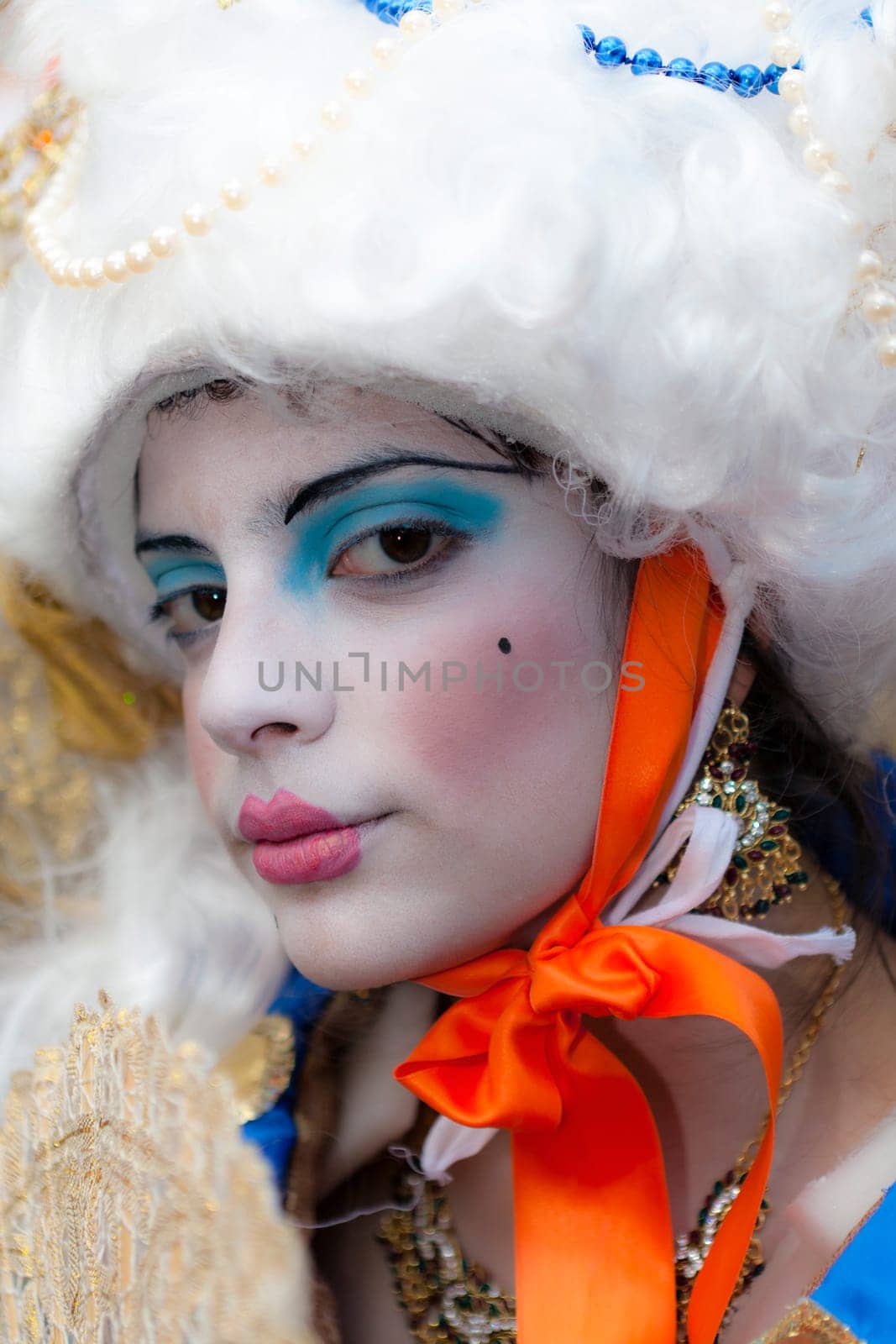 VALLETTA, MALTA - MAR 06 - Portrait of a carnival dancer during the International Carnival of Malta on 6th March 2011