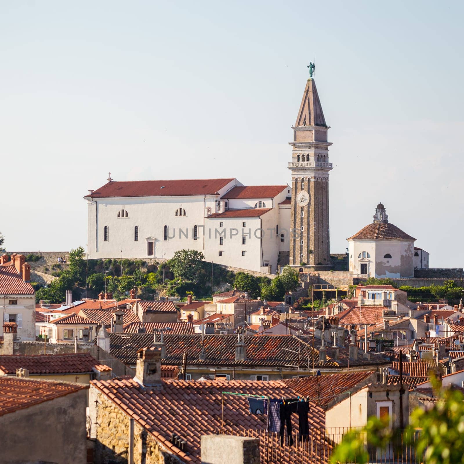 St. Georges Parish Church in Piran, famous tourist costal town in Slovenia. The church was built in the venetian renaissance architectural style.