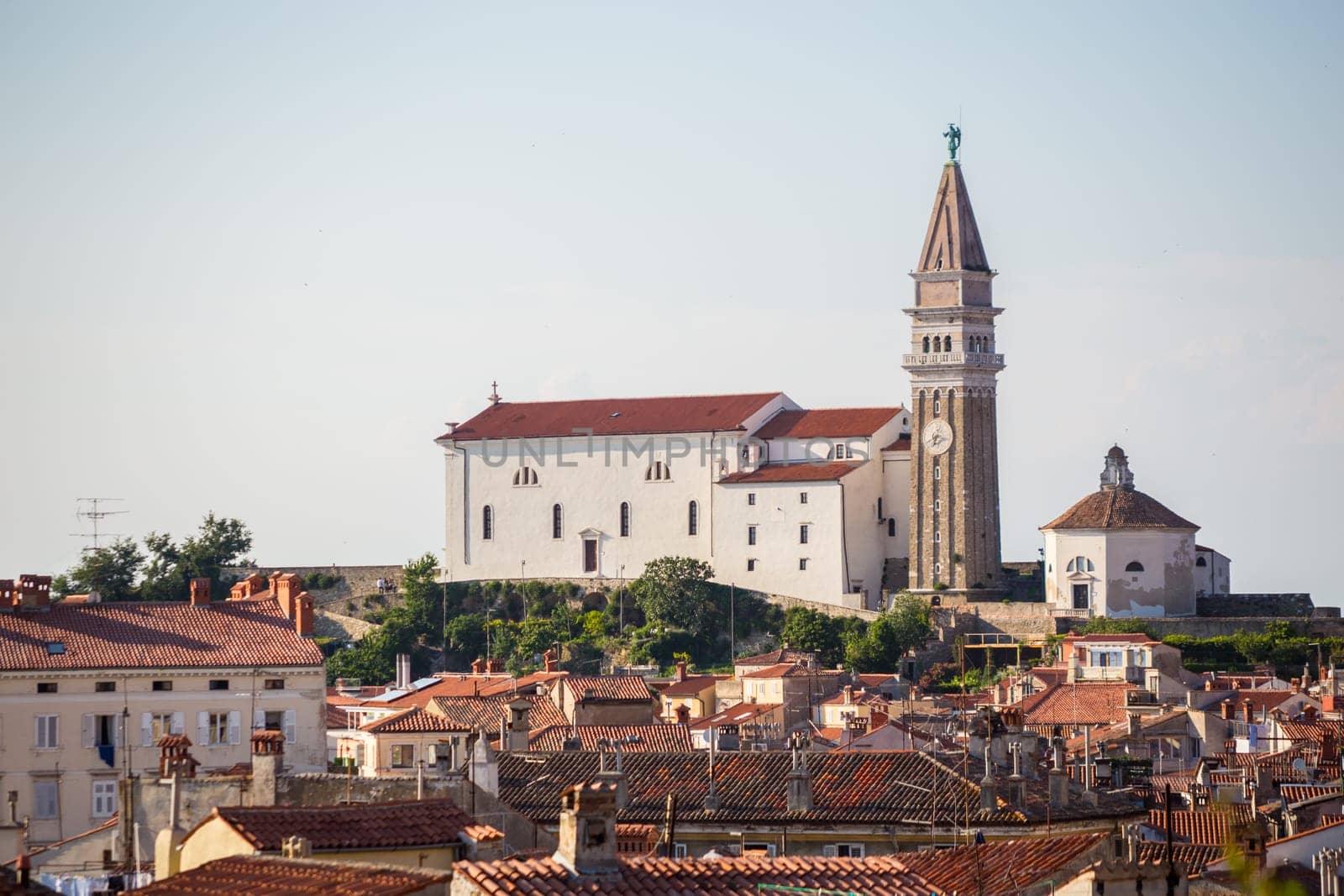 St. Georges Parish Church in Piran, famous tourist costal town in Slovenia. The church was built in the venetian renaissance architectural style.