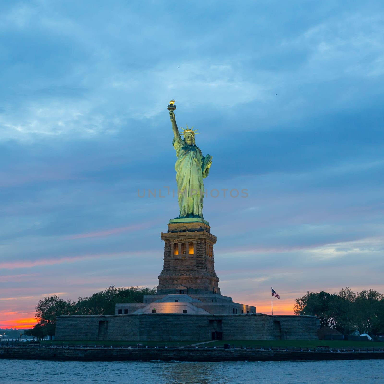 Statue of Liberty at dusk, New York City, USA.