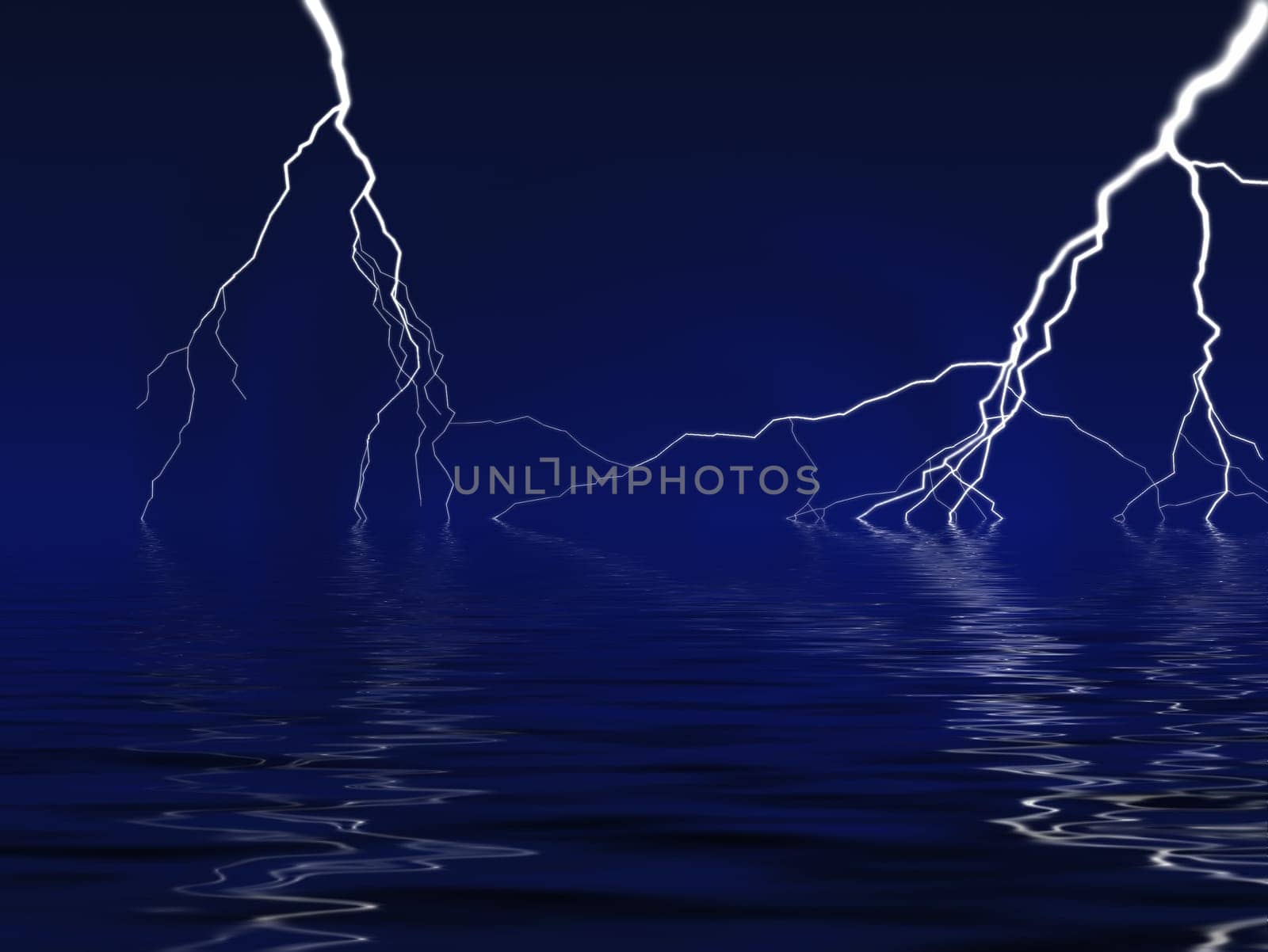 Lightining over lake