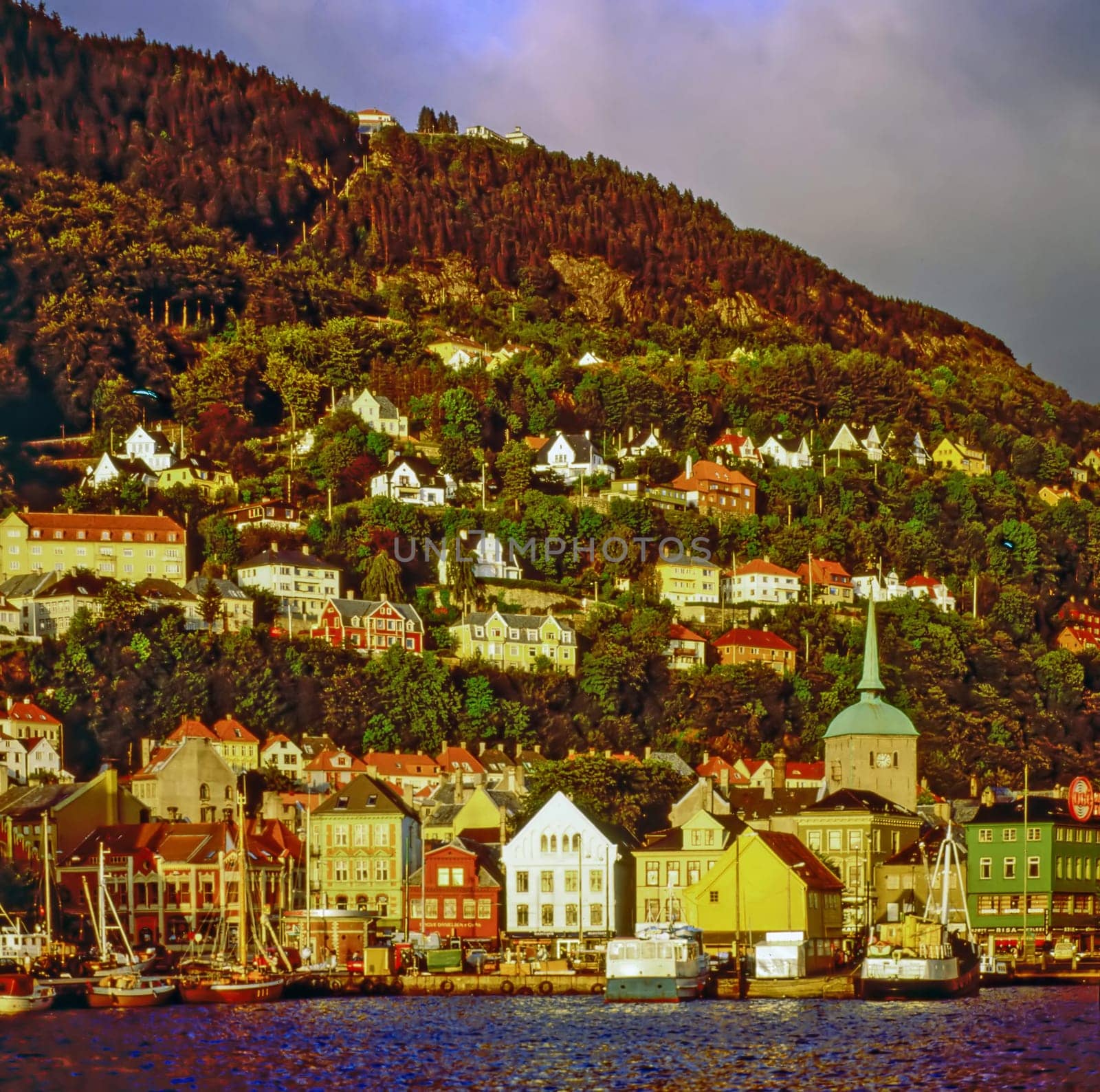 Bergen with harbor in Norway