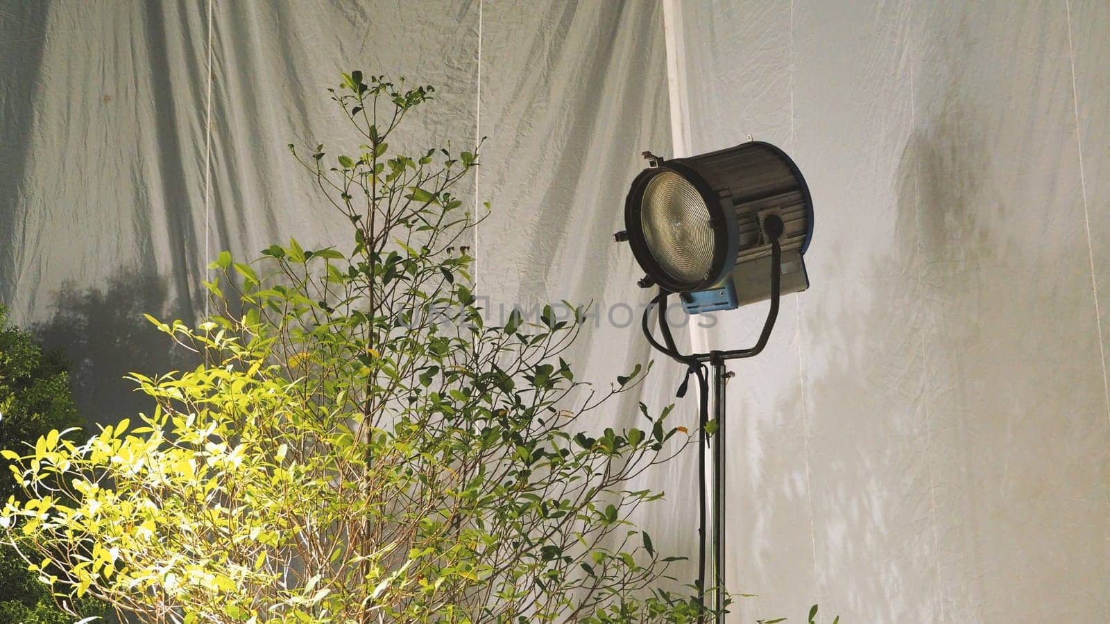 Big spotlight or lighting equipment for film movie or vdo shooting production in studio.