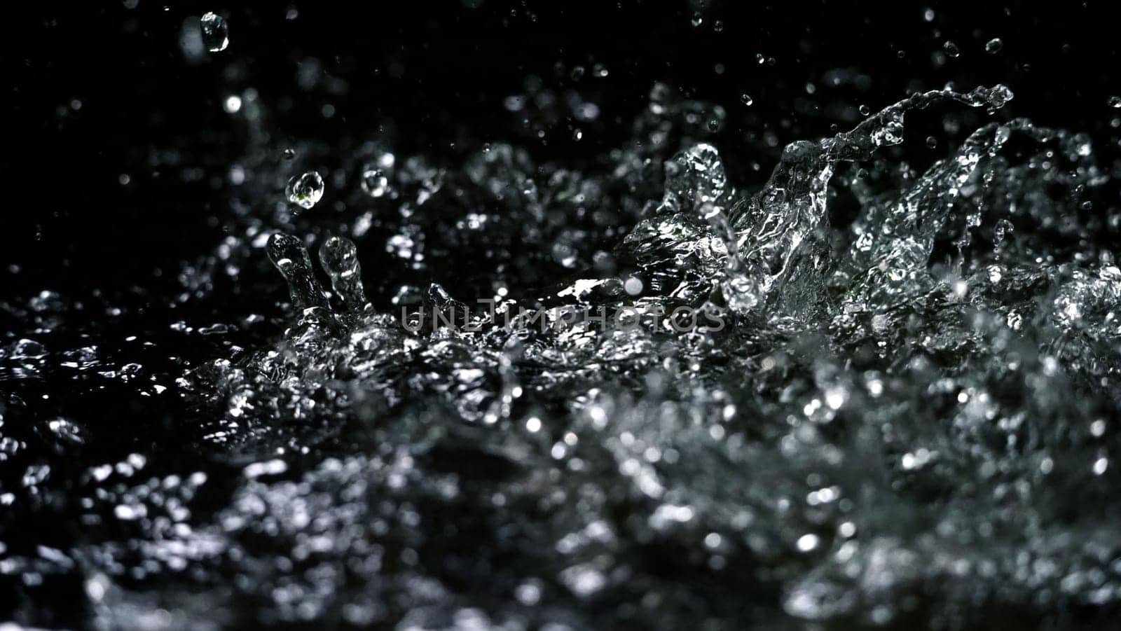 Water splash on black background color which represent clean and pure natural freshness of liquid for healthy drink or sparkling water