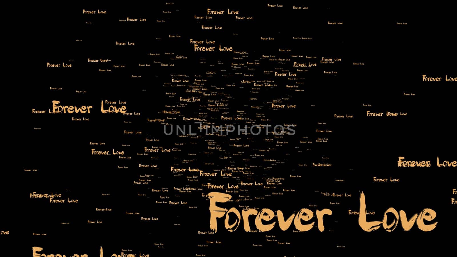 The 3d rendering of forever love wording with nice gold color