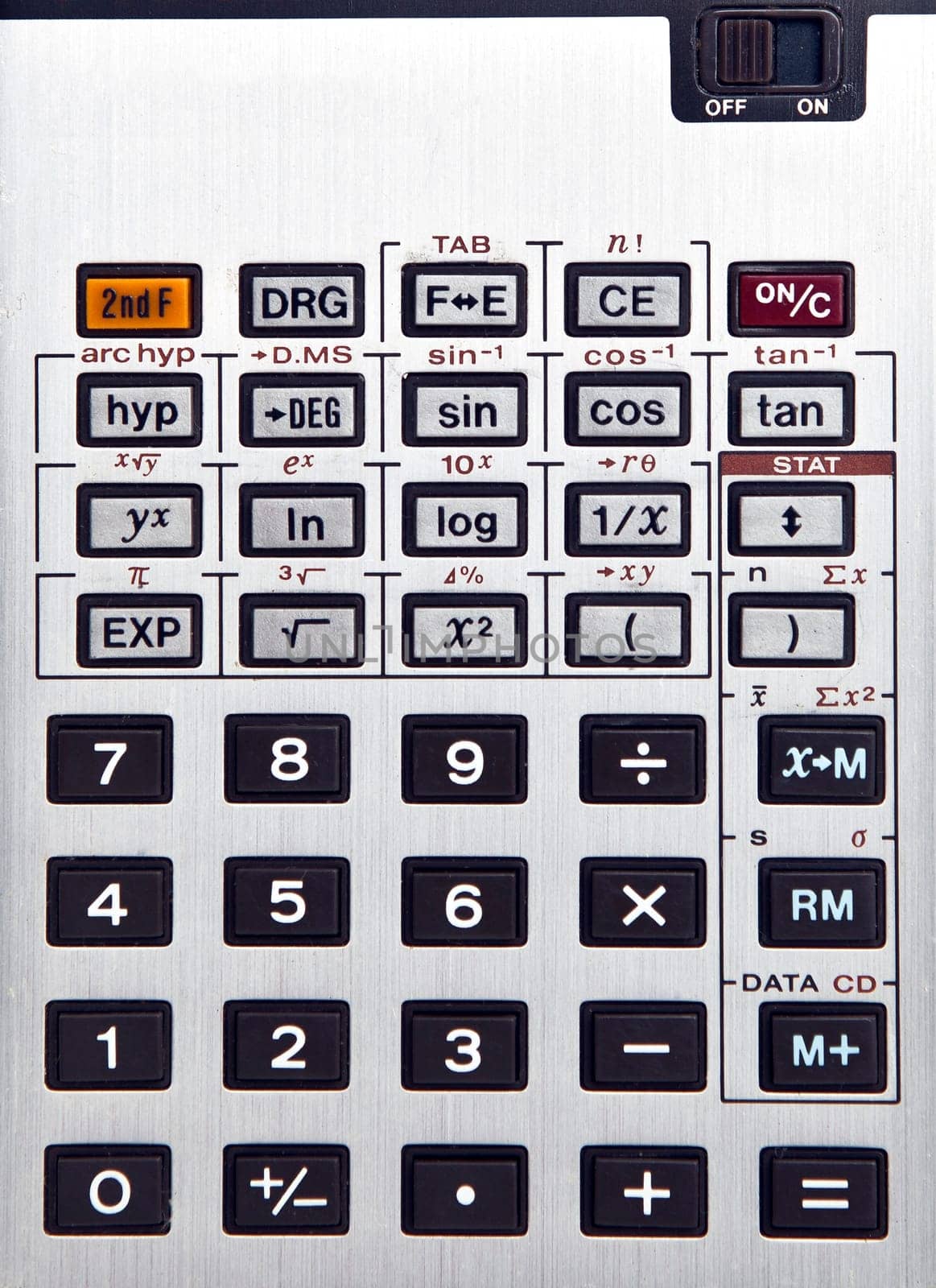 Retro scientific calculator over a white background