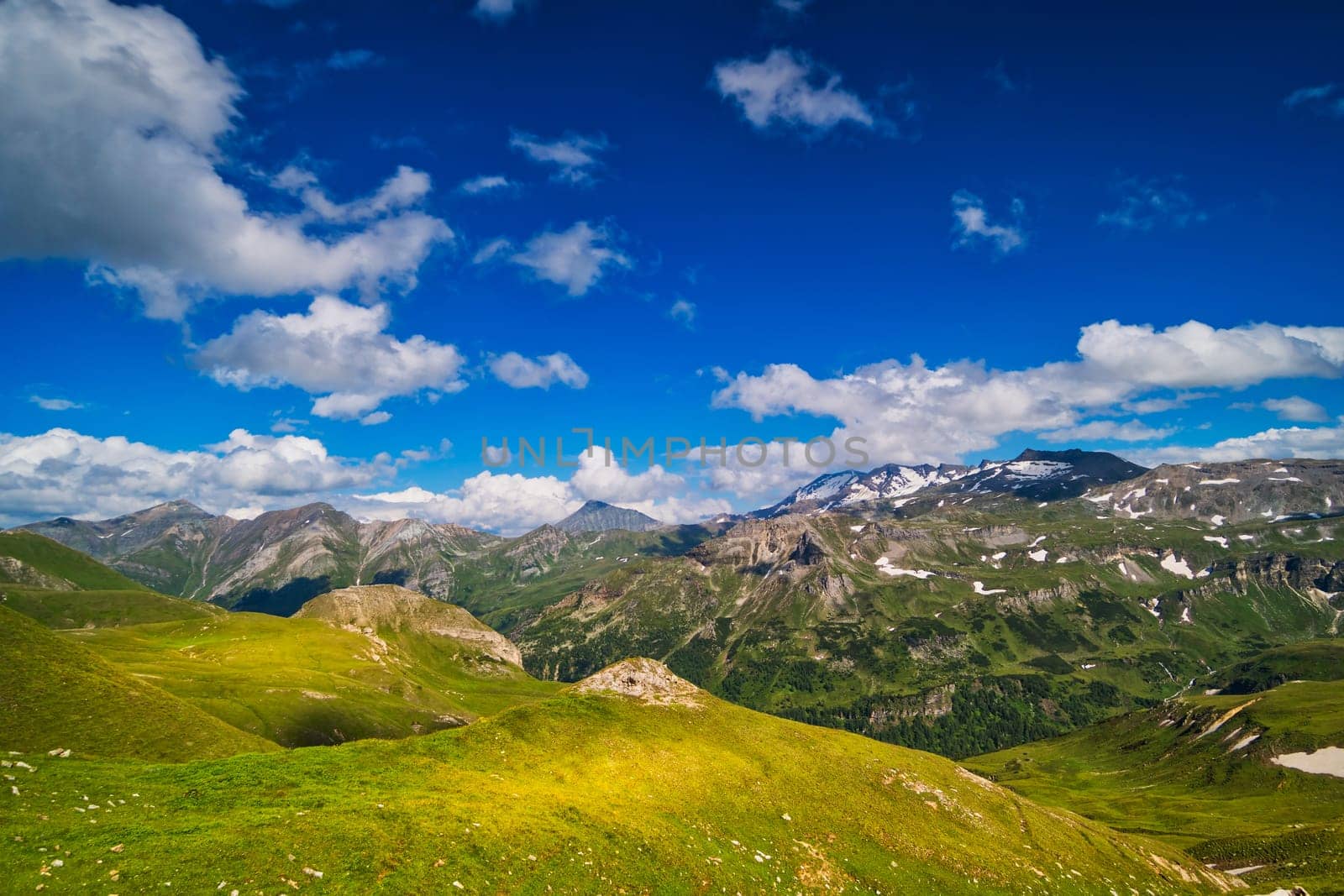 Hohe Tauern mountain landscape,Alps in Austria with source clouds