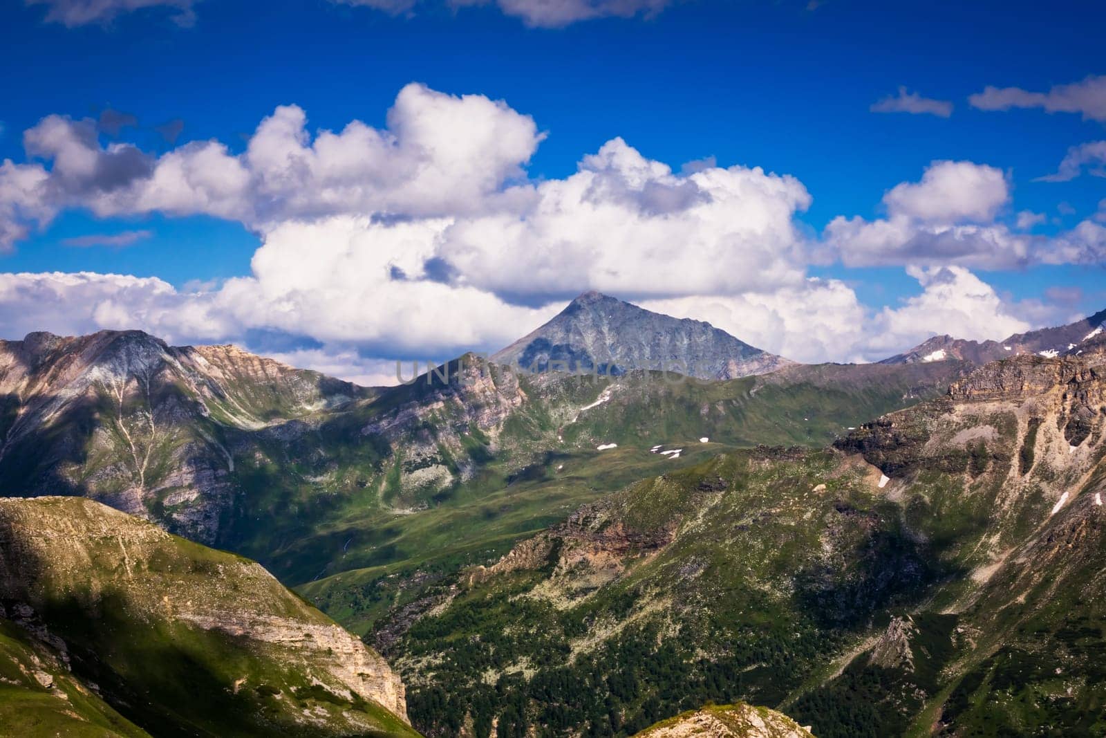 Hohe Tauern mountain landscape,Alps in Austria with source clouds