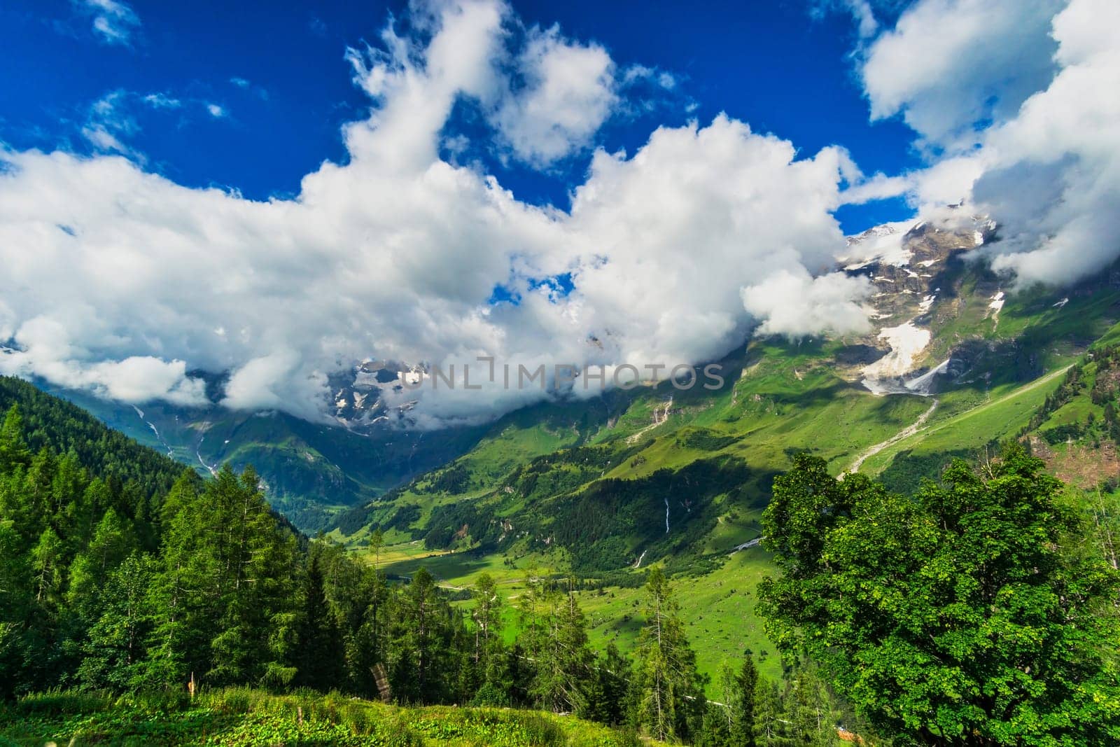 Hohe Tauern mountain landscape,Alps in Austria with source clouds