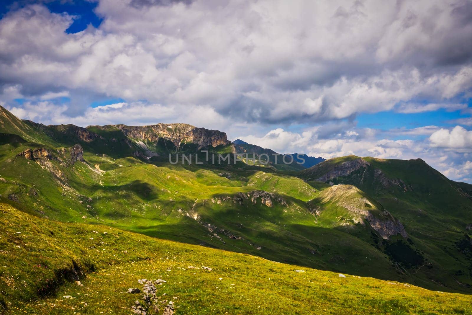 Hohe Tauern mountain landscape,Alps in Austria with source clouds