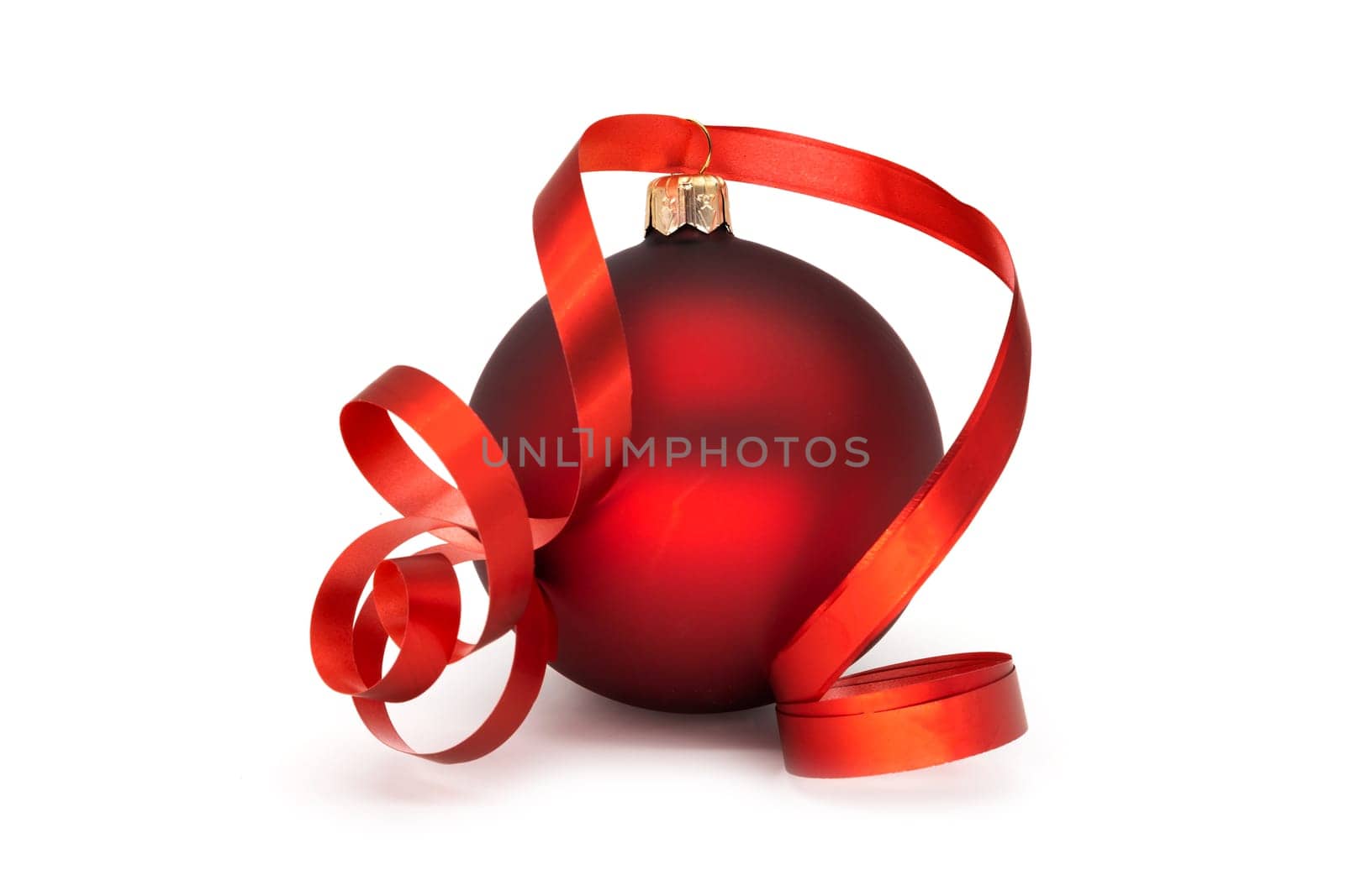 Christmas bauble red on white background,popular decoration for the Christmas tree