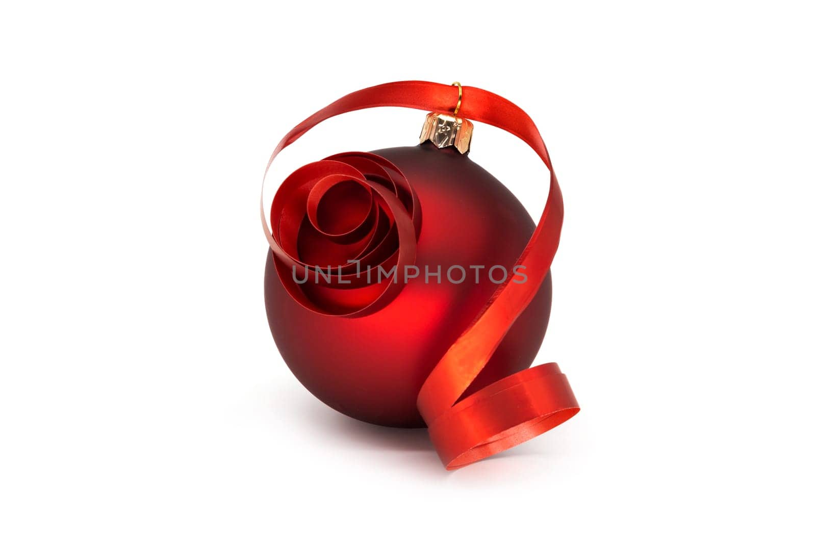 Christmas bauble red on white background,popular decoration for the Christmas tree