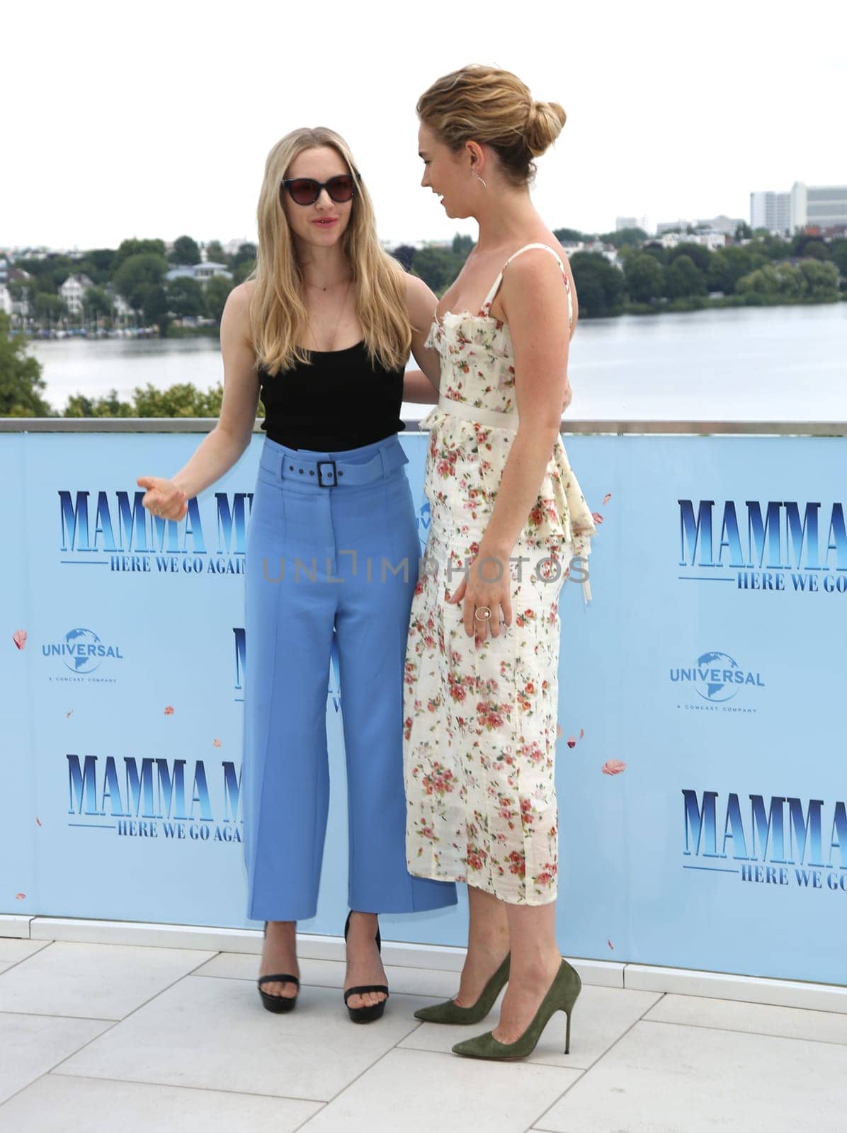 Lily James and   Amanda Seyfried,.Mamma Mia 2 ! Here We Go Again Presscall  in Hamburg,12.07.2018