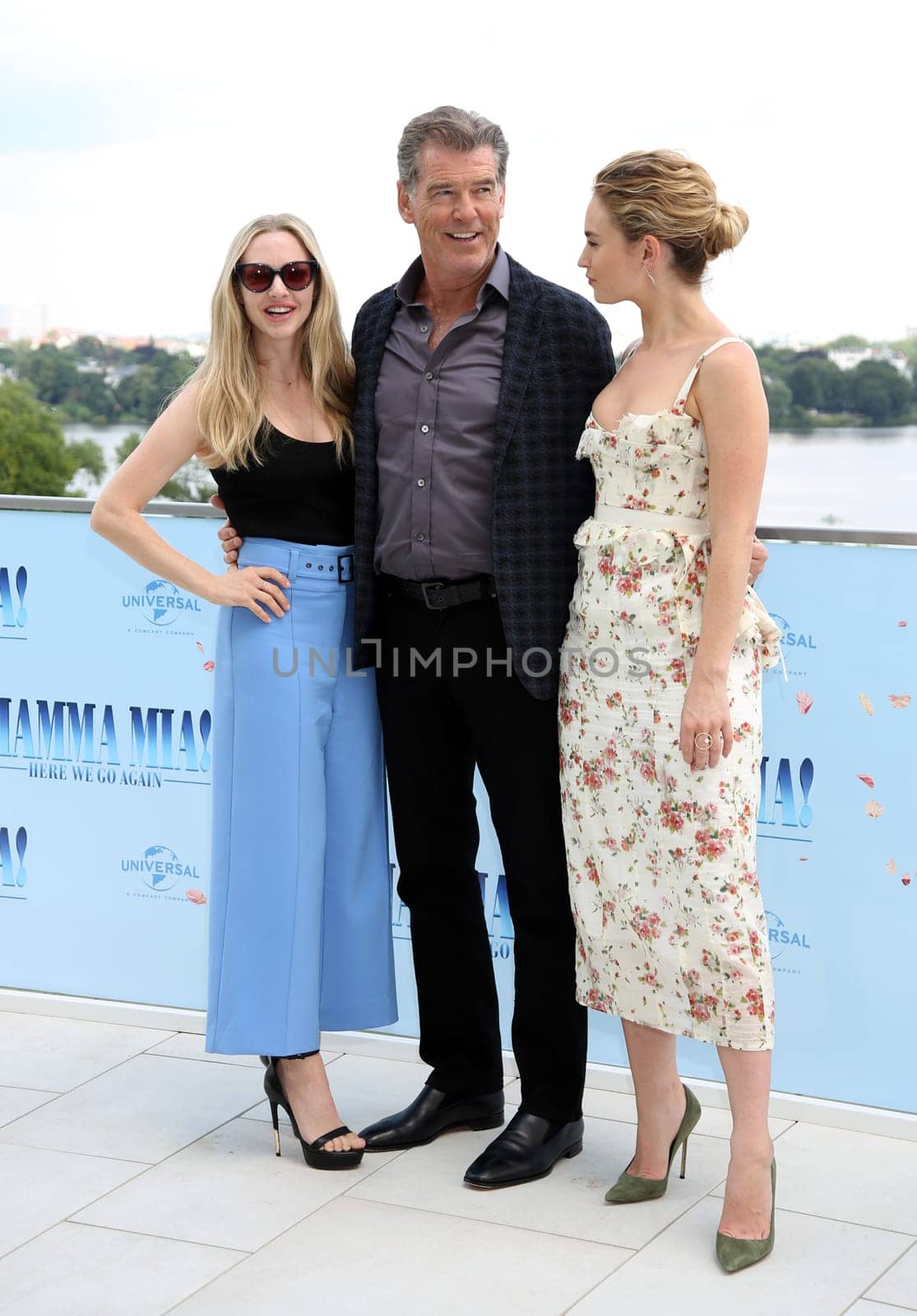 Amanda Seyfried, Pierce Brosnan and Lily James   ,.Mamma Mia 2 ! Here We Go Again Presscall  in Hamburg,12.07.2018