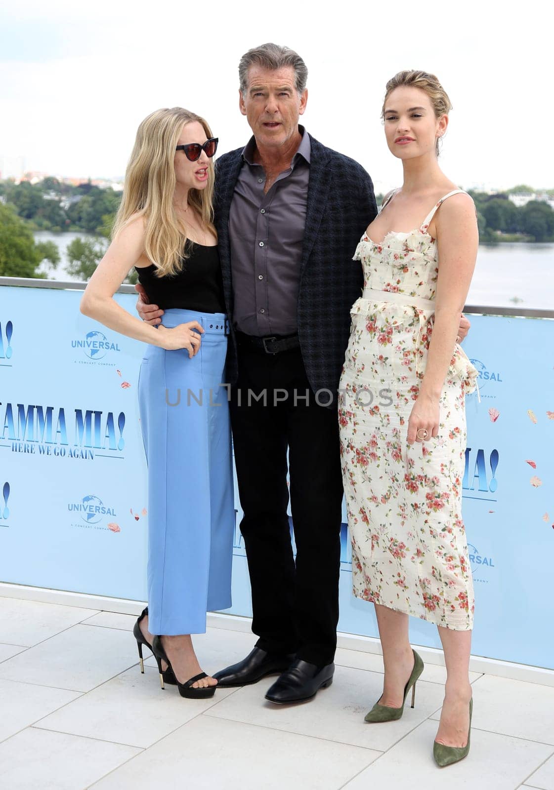 Amanda Seyfried, Pierce Brosnan and Lily James   ,.Mamma Mia 2 ! Here We Go Again Presscall  in Hamburg,12.07.2018