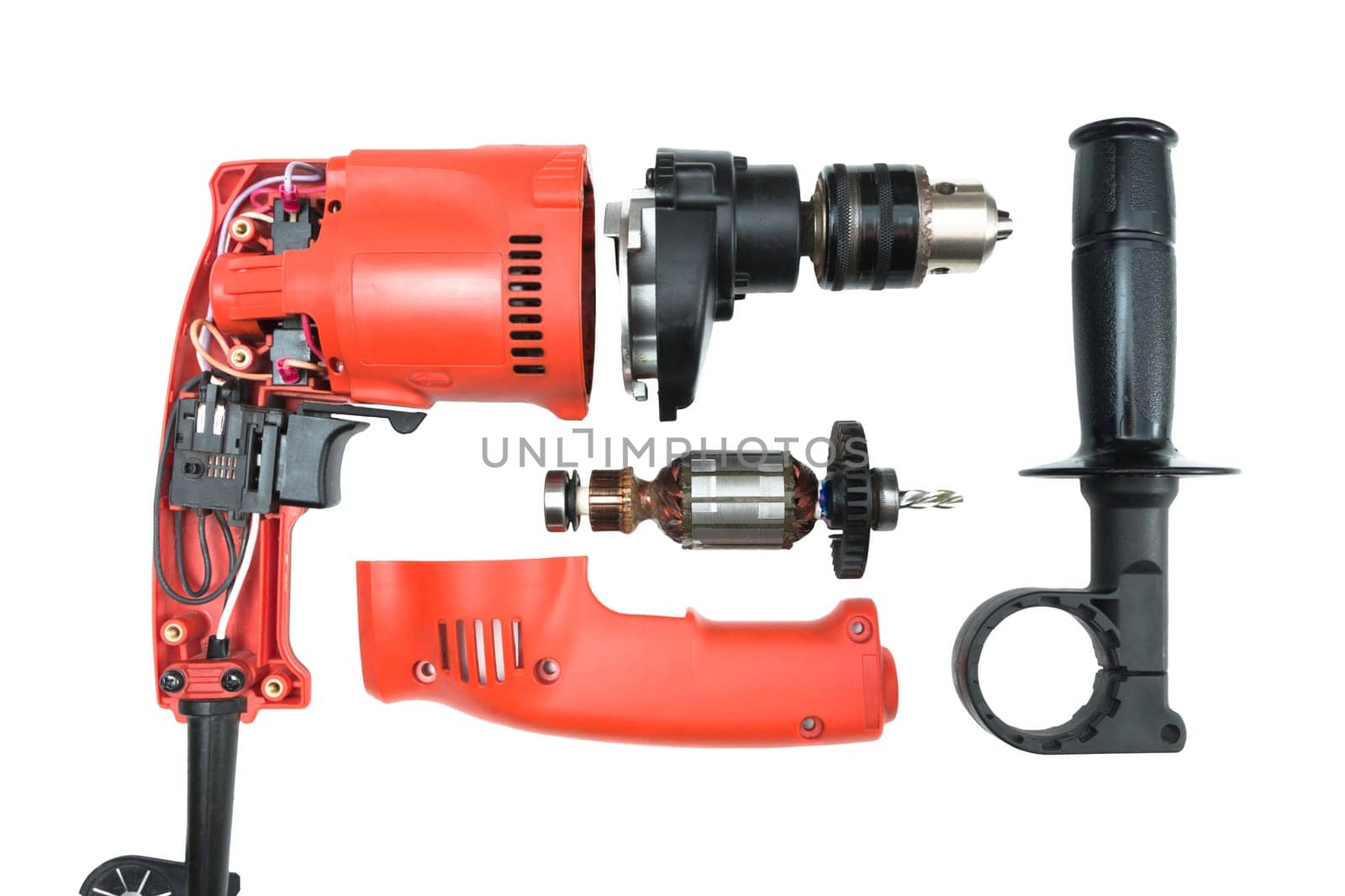 Parts of Drill isolated on white background