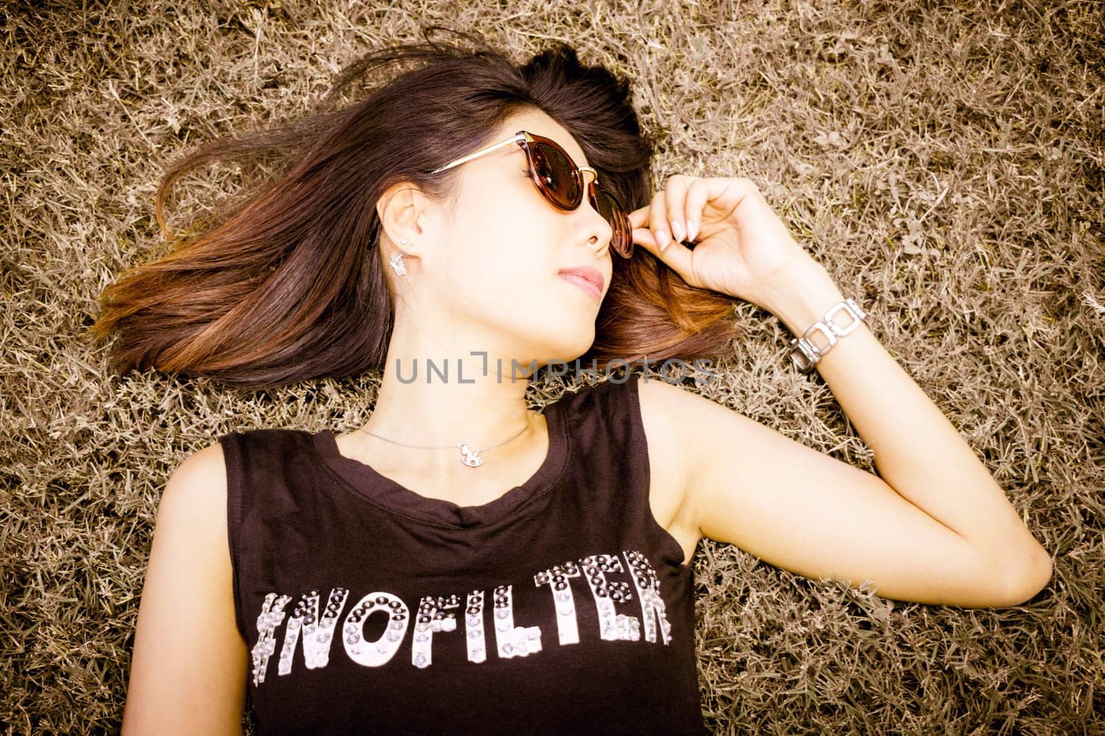 Beautiful Model girl on the Field, vintage fashion