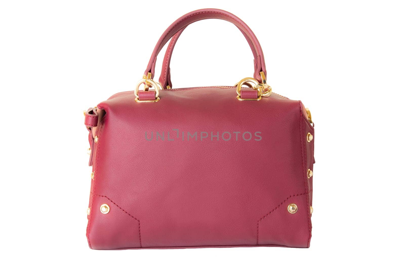 Fashionable red burgundy female women bag isolated on white background..