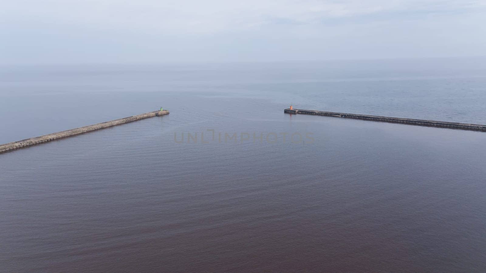 Harbor Roja Latvia Aerial view of countryside drone top view