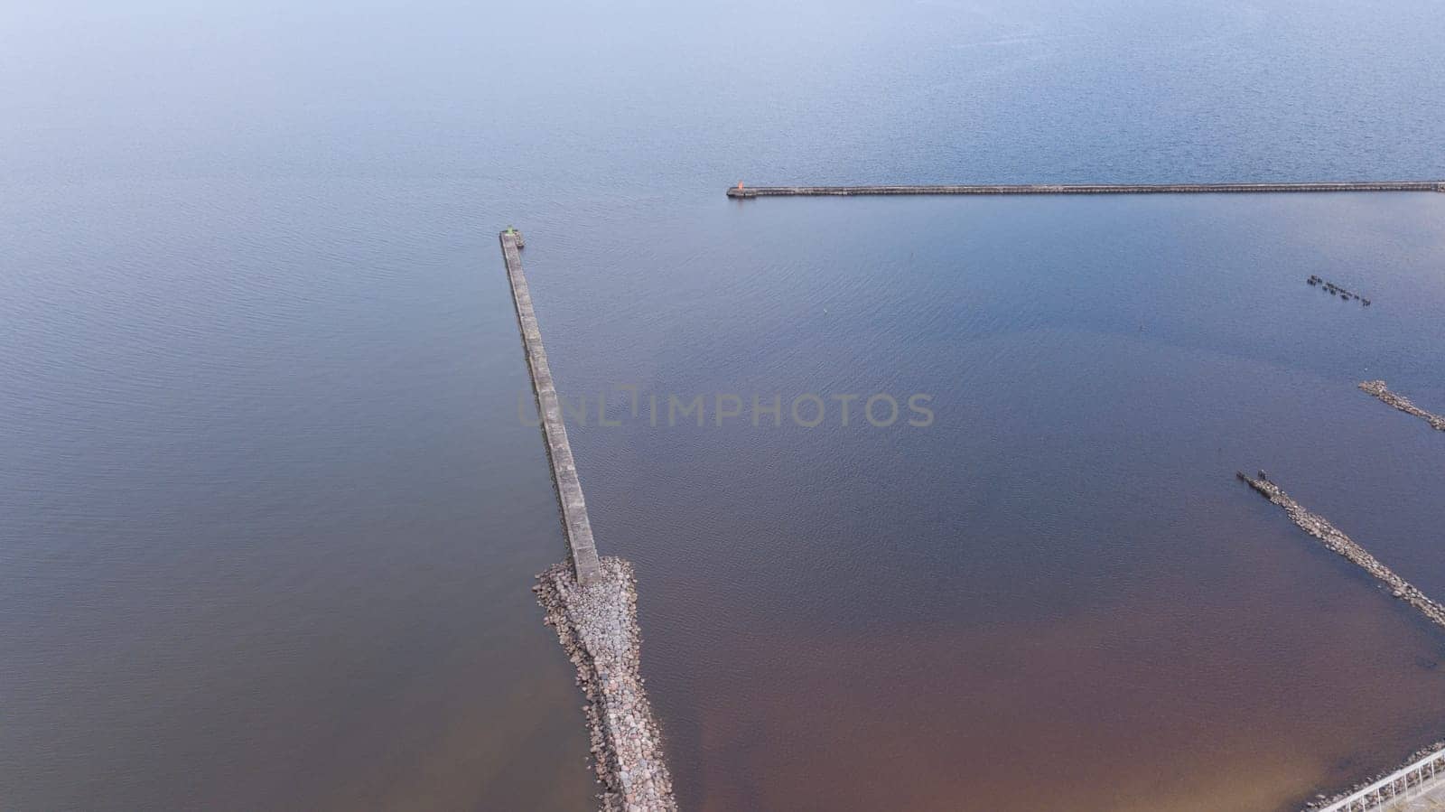 Harbor Roja Latvia Aerial view of countryside drone top view