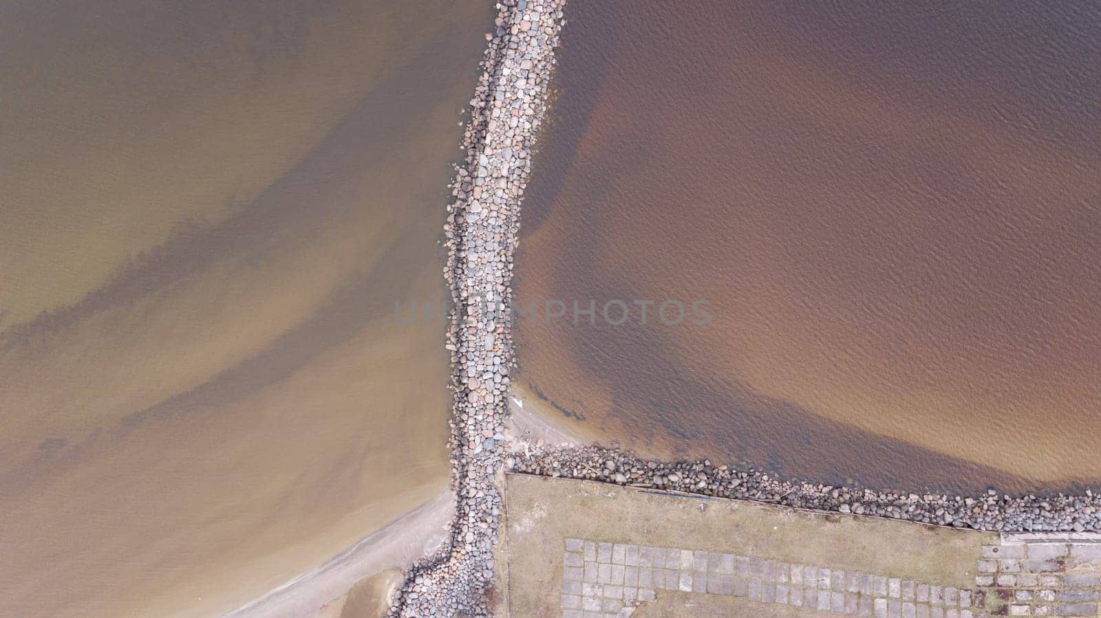 Harbor Roja Latvia Aerial view of countryside drone top view
