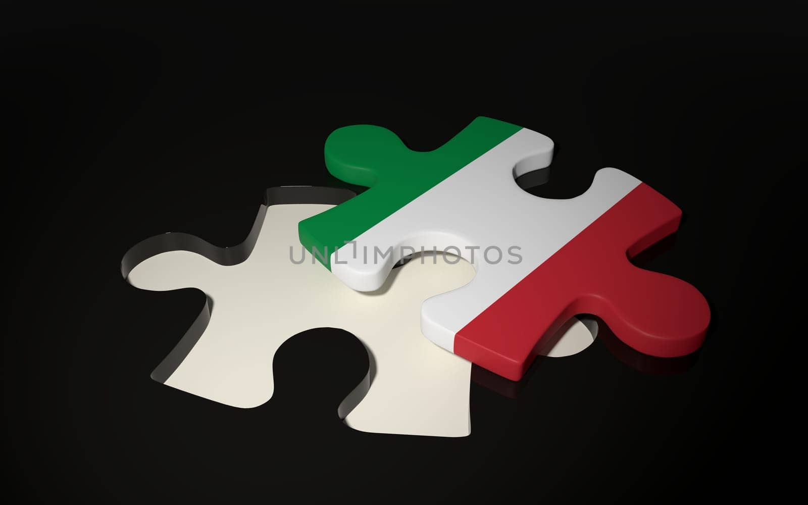 Italian Flag Puzzle Piece - Flag of Italy. 3D render
