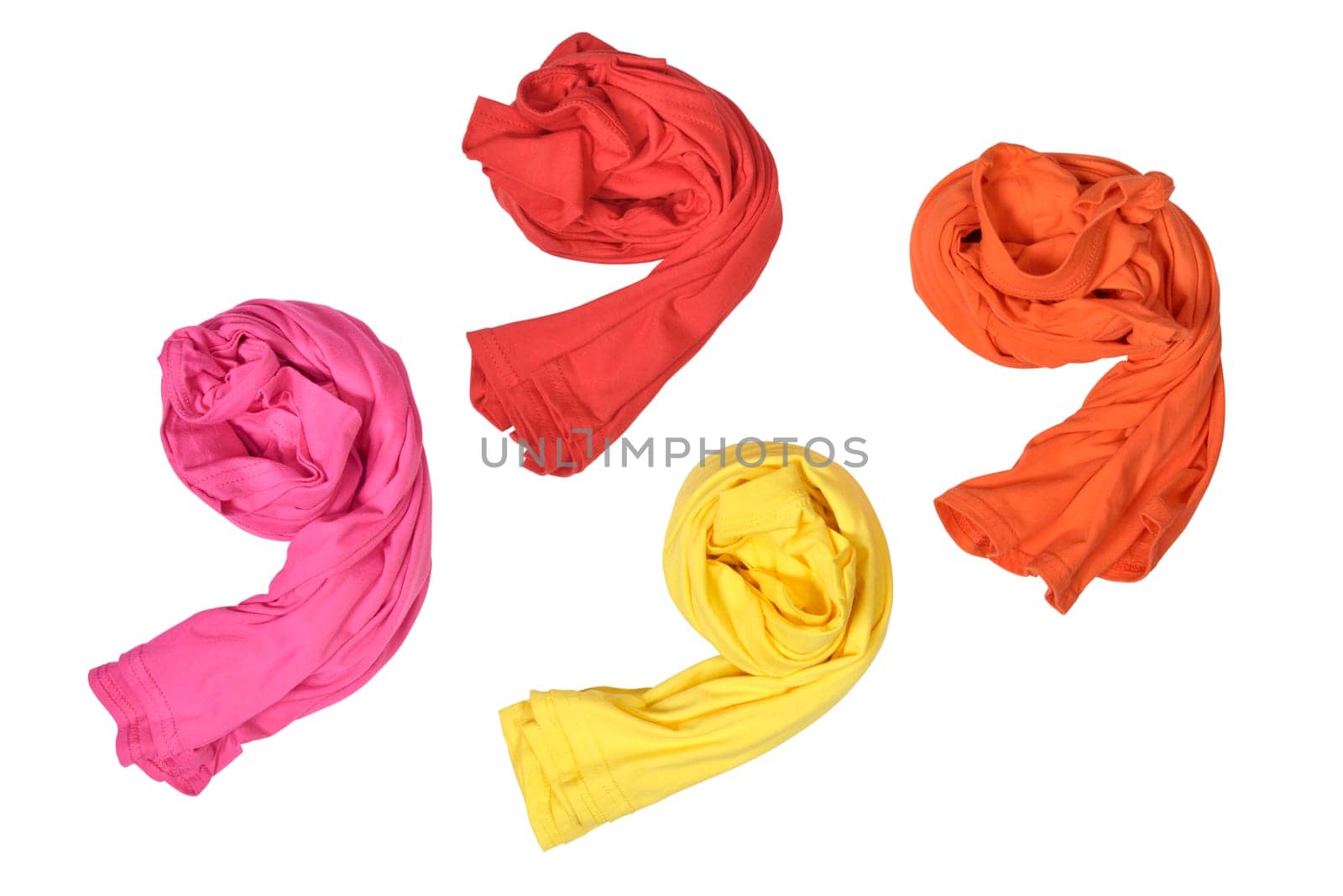 Unfolded clean clothes isolated over white background