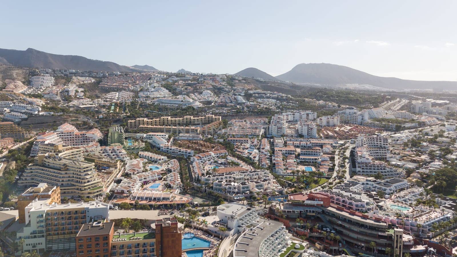 Aerial view of Tenerife island Canary Spain Atlantic ocean drone top view