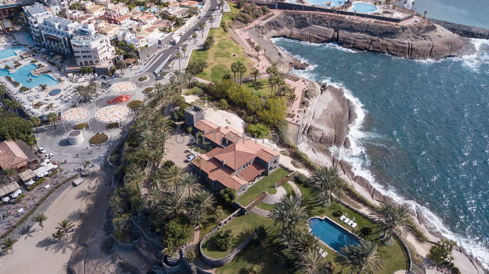 Aerial view of Tenerife island Canary Spain Atlantic ocean drone top view