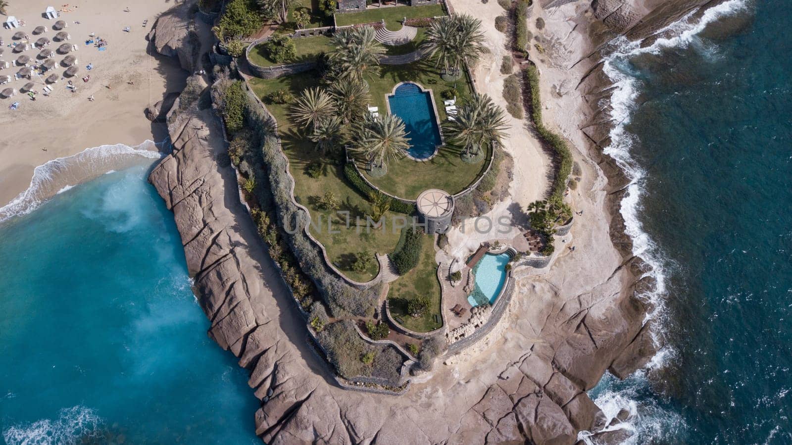 Aerial view of Tenerife island Canary Spain Atlantic ocean drone top view