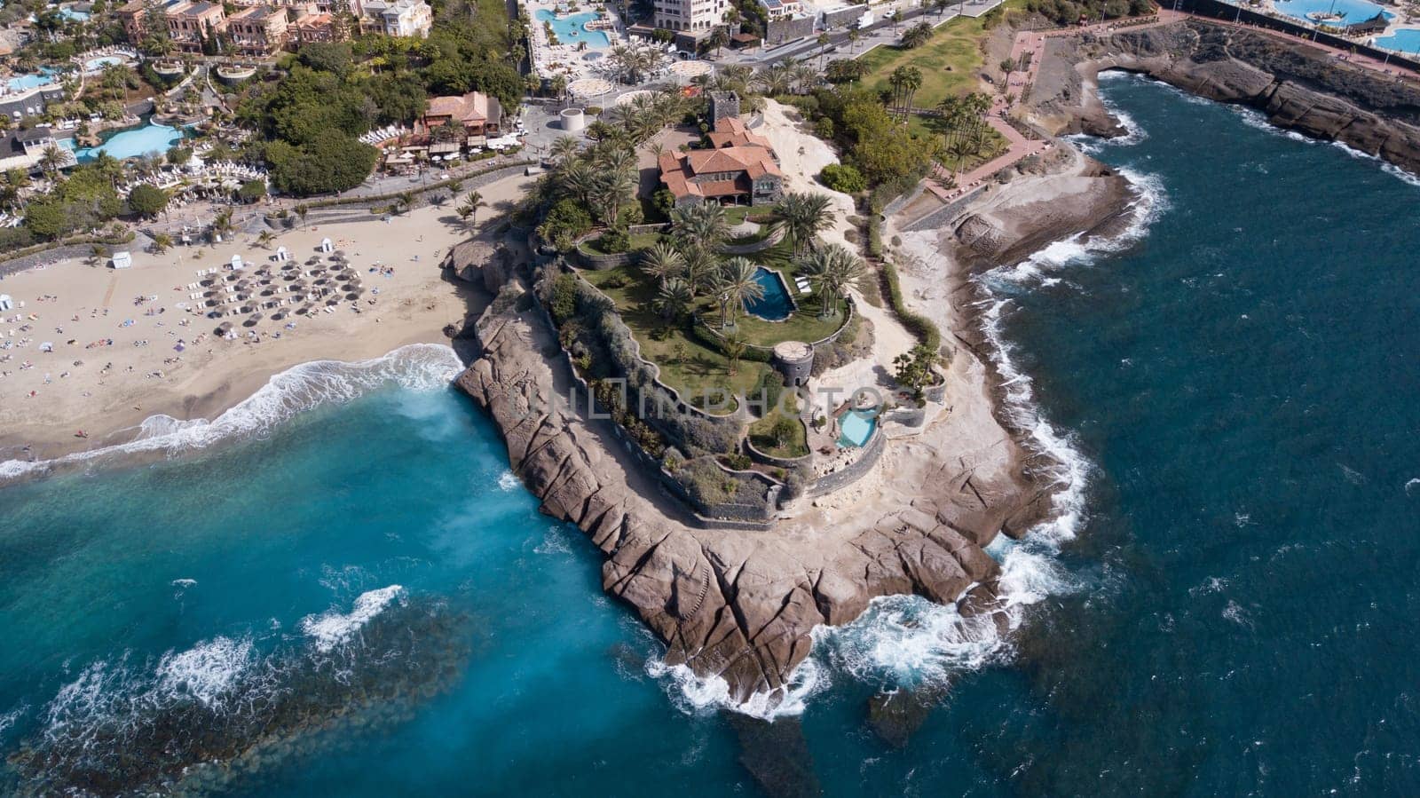 Aerial view of Tenerife island Canary Spain Atlantic ocean drone top view