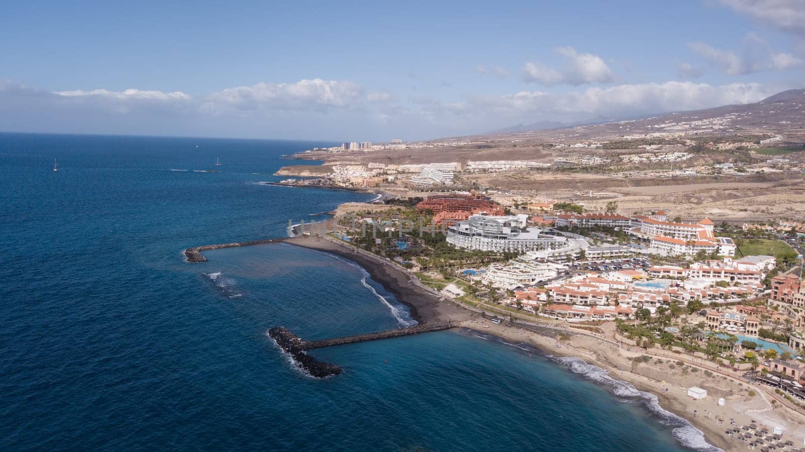 Aerial view of Tenerife island Canary Spain Atlantic ocean drone top view