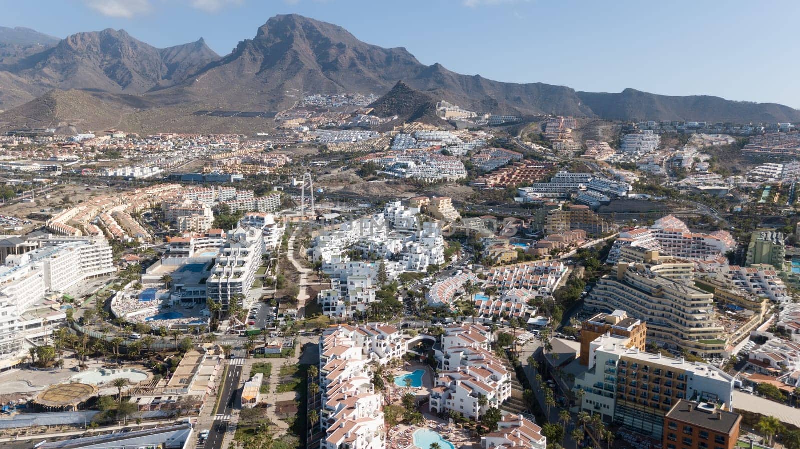 Aerial view of Tenerife island Canary Spain Atlantic ocean drone top view