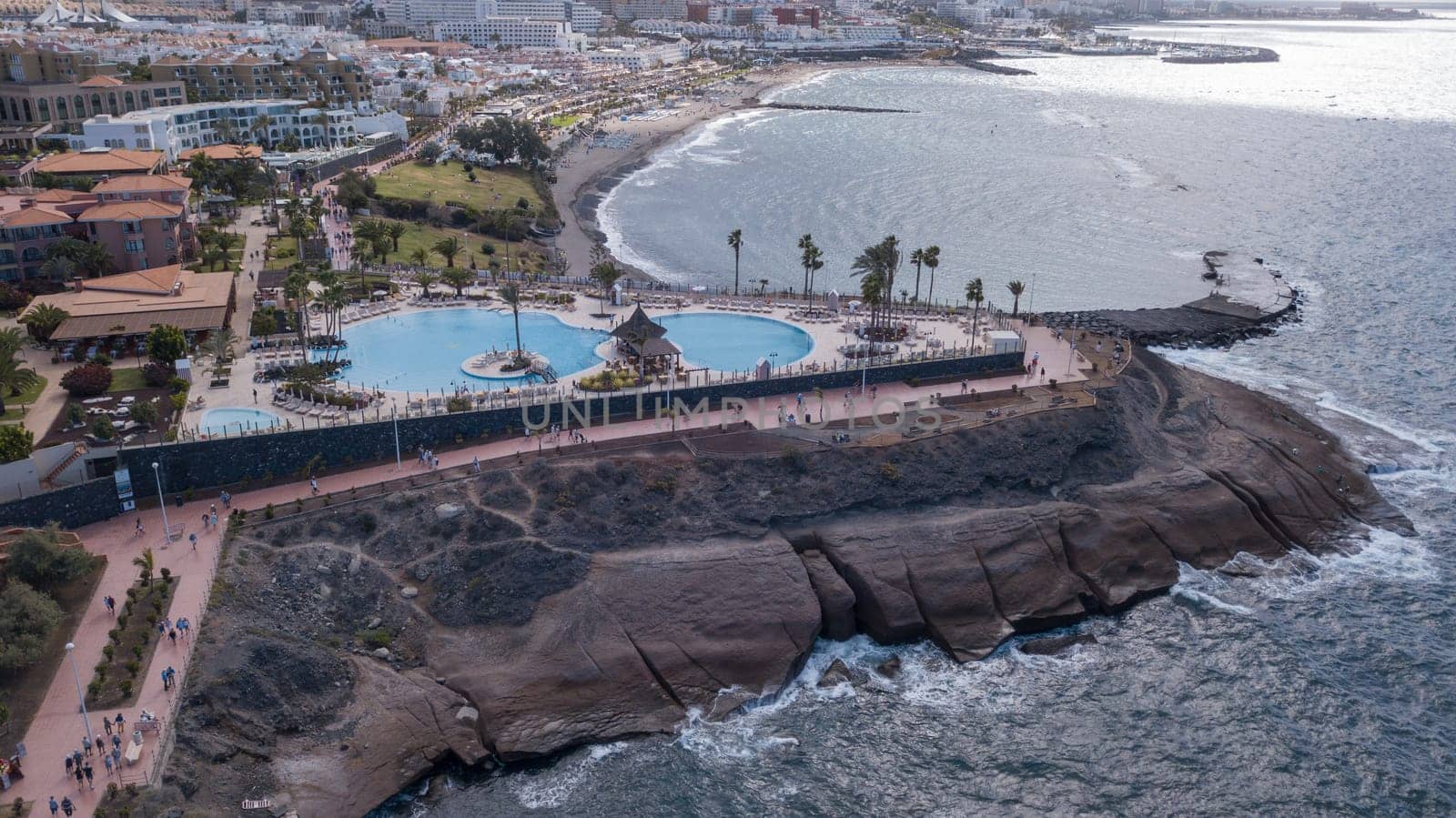 Aerial view of Tenerife island Canary Spain Atlantic ocean drone top view