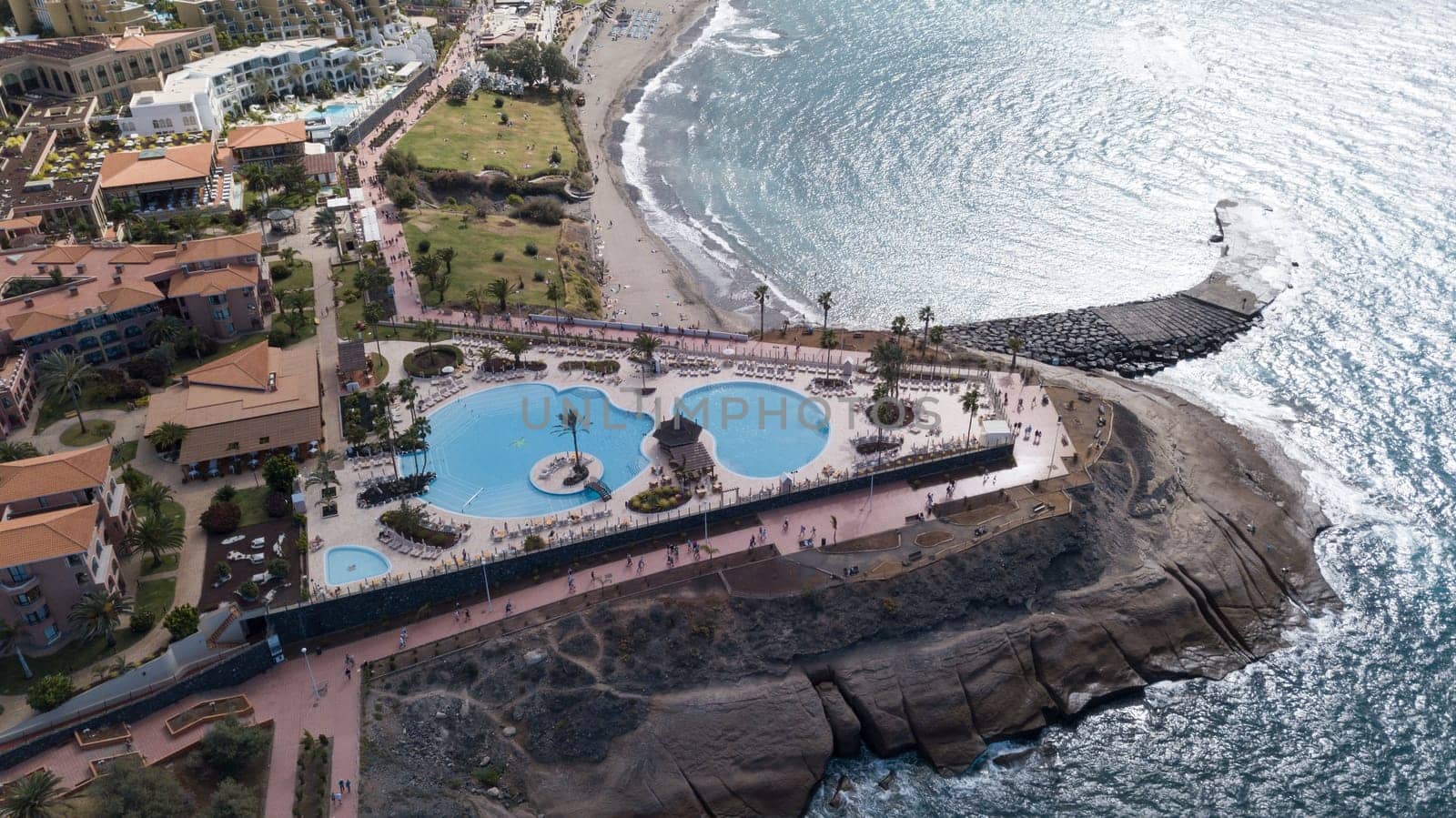 Aerial view of Tenerife island Canary Spain Atlantic ocean drone top view