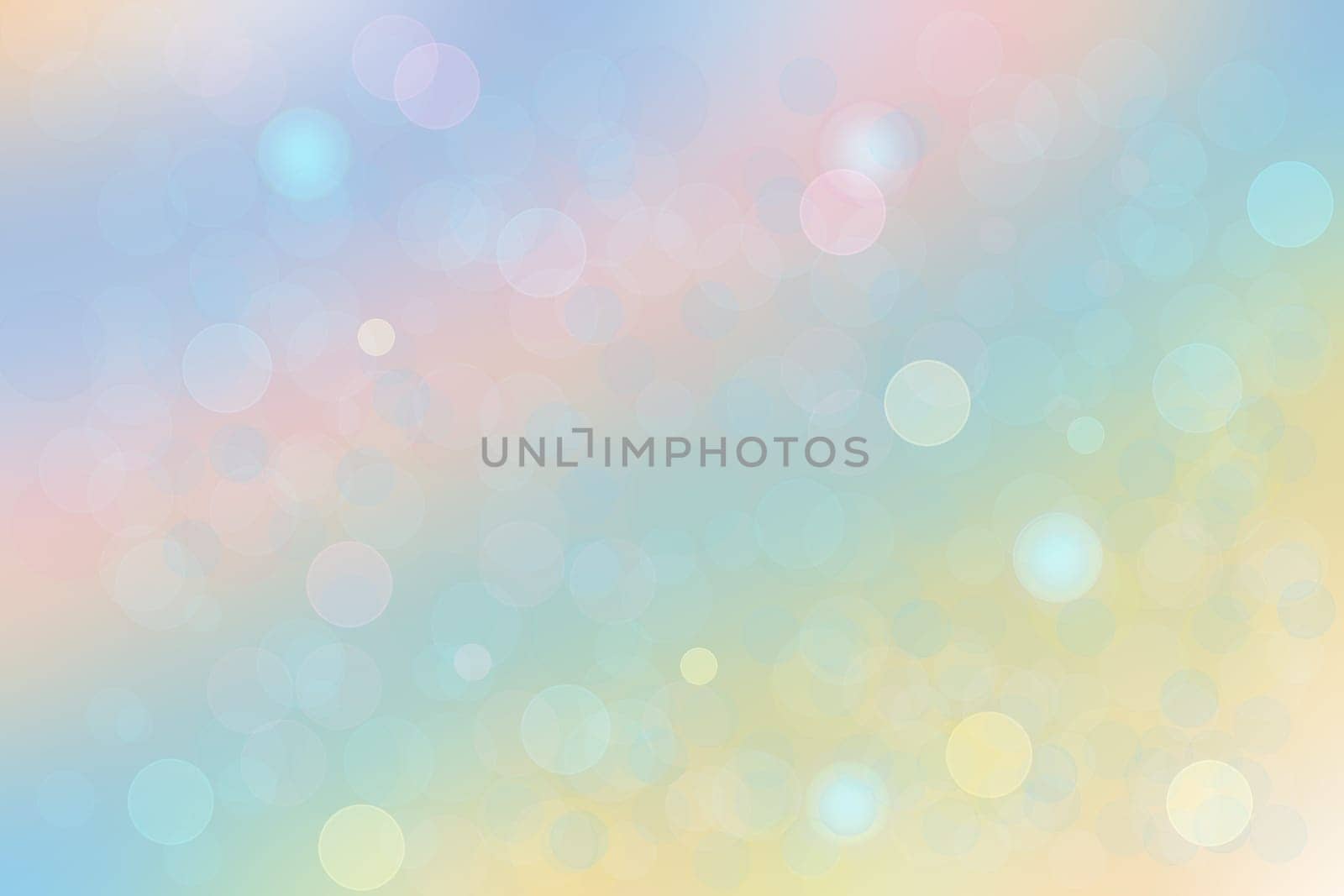 Abstract soft colored rainbow gradient with bubbles bokeh lights. Beautiful texture.
