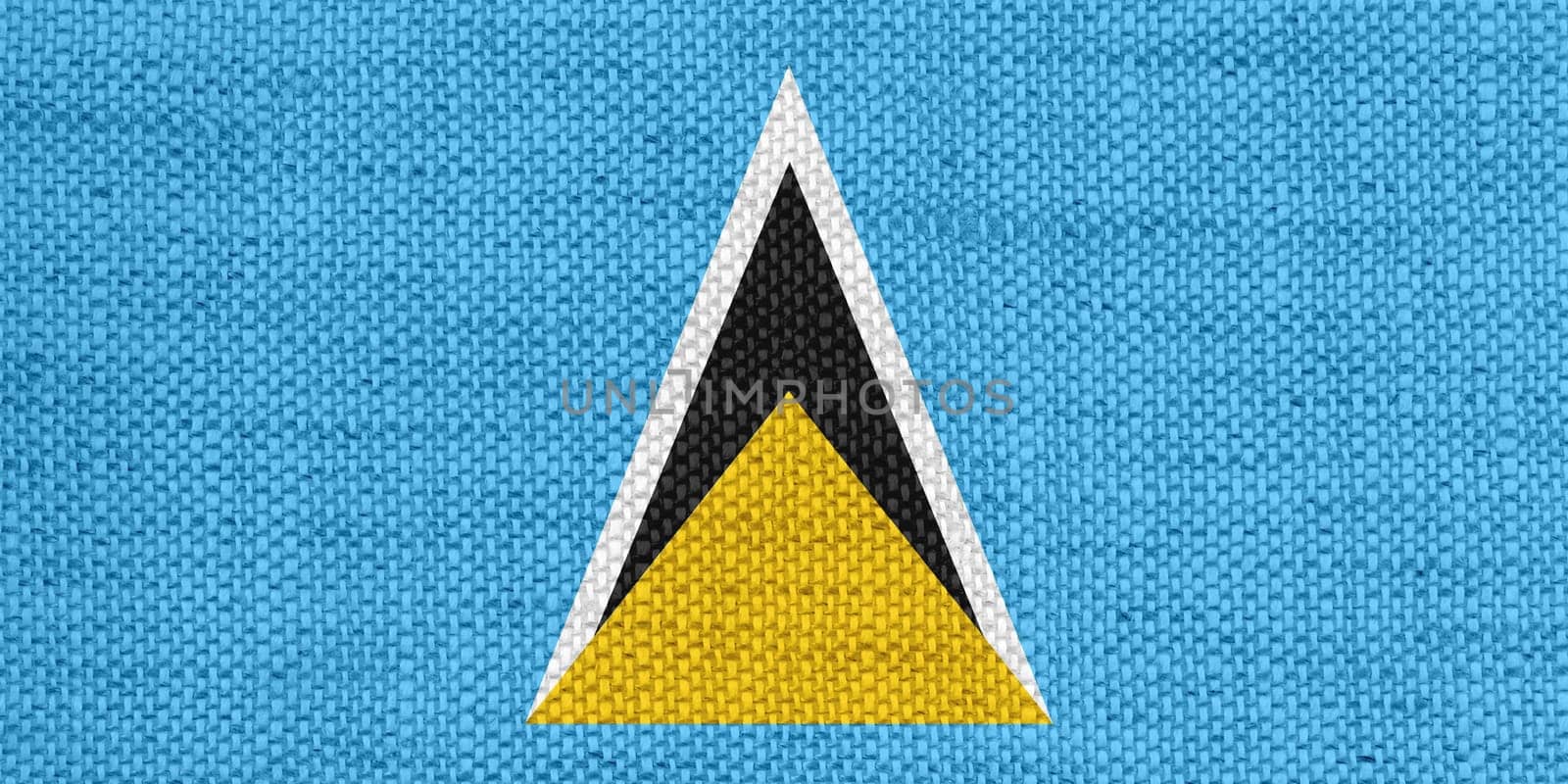Flag of St Lucia on old linen