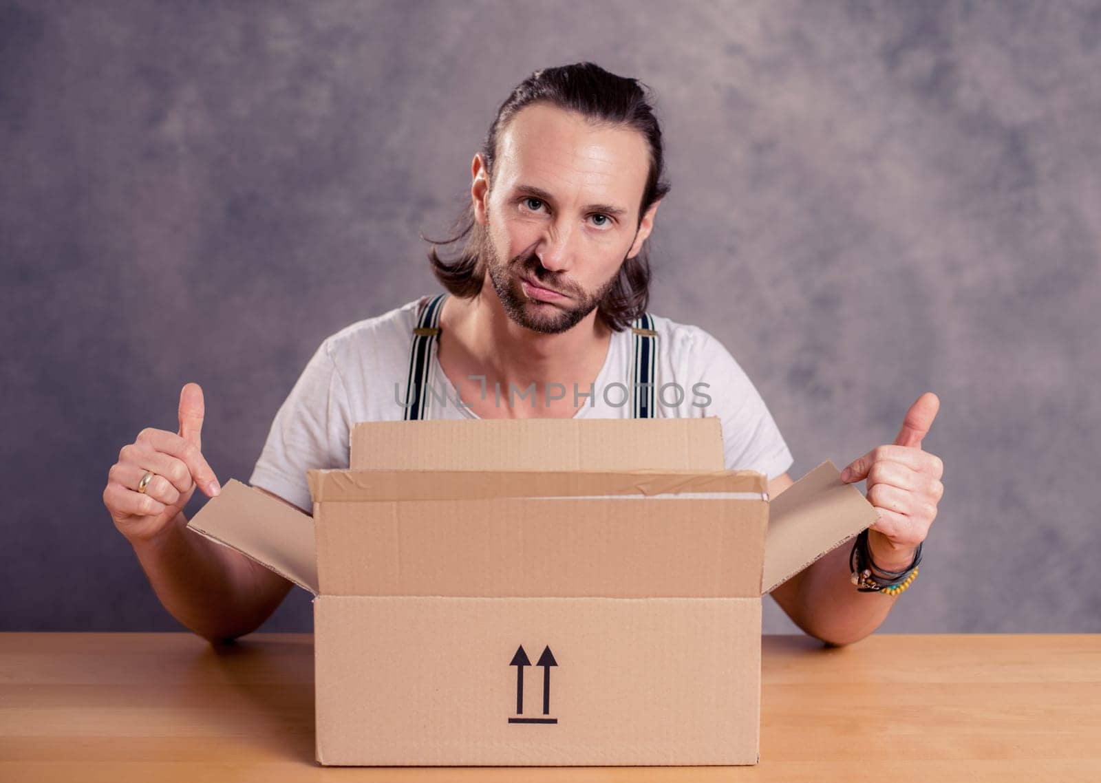 young man is discontent with his delivery
