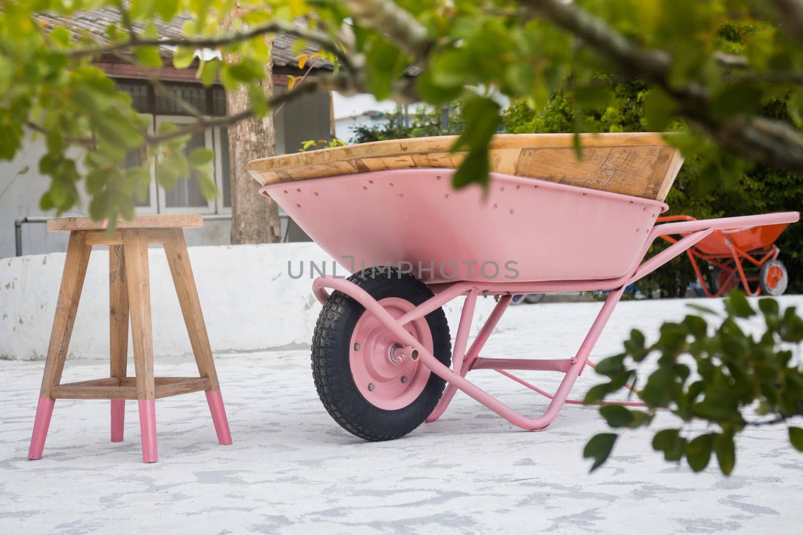 Lonely seat in the garden, stock photo