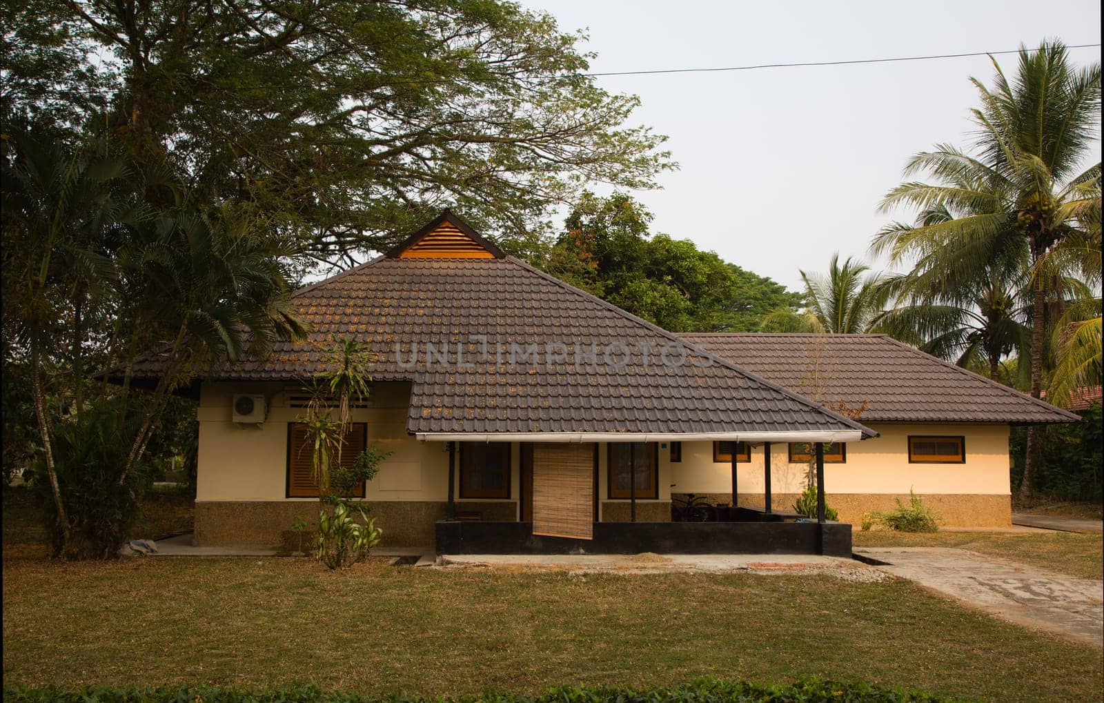 Traditional Indonesian house in Dutch colonial style in Tanjung, Kalimantan.