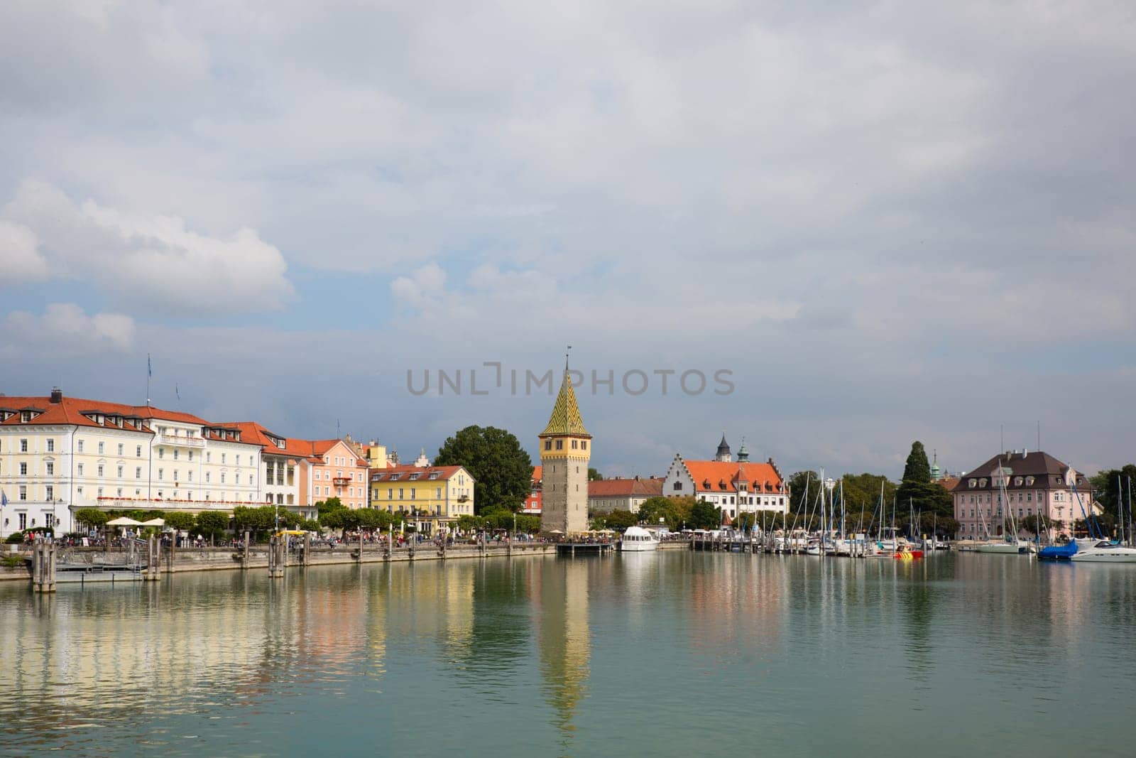 View at the harbour of Lindau at the Bodensee, Germany.