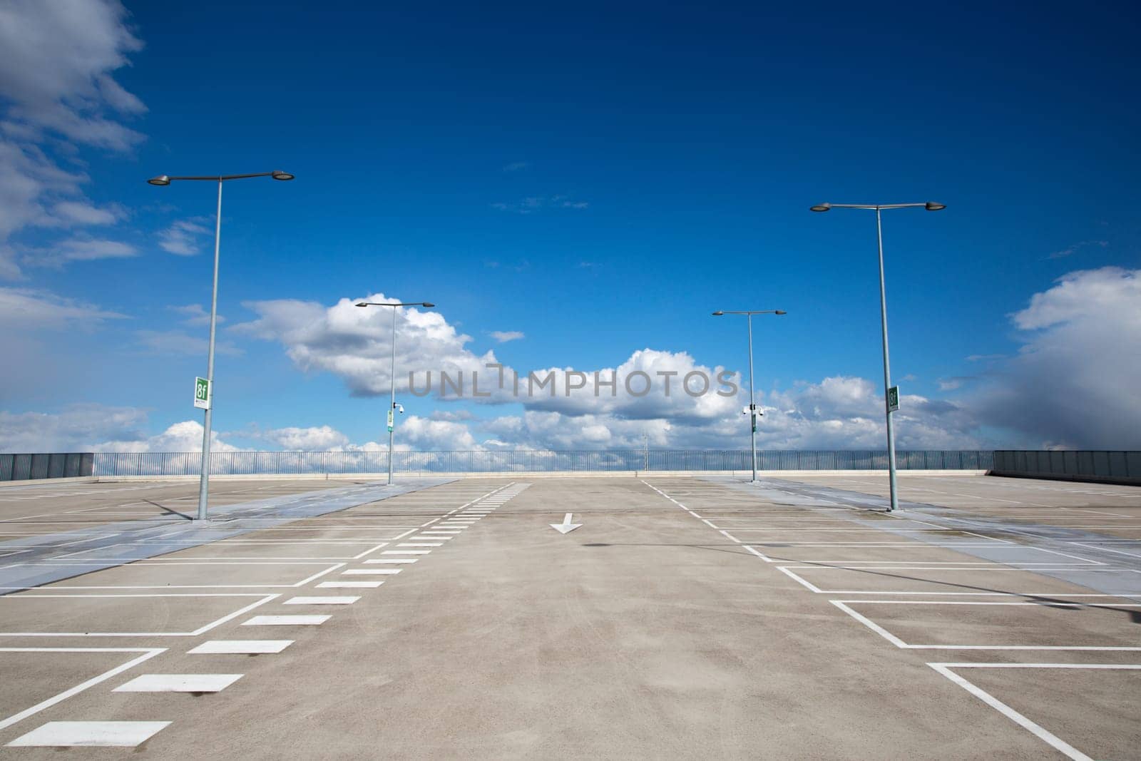 Empty roof of a parking lot .