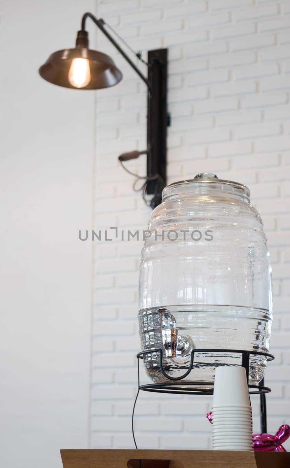 Drinking water tank in the coffee shop, stock photo