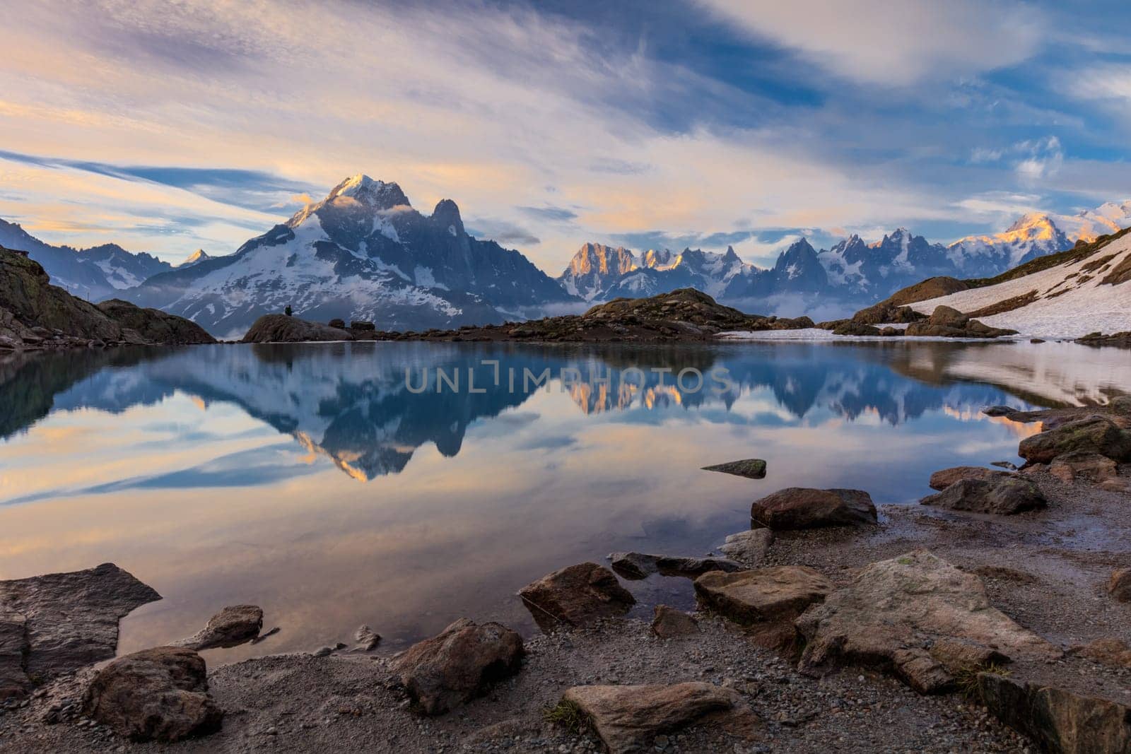 Mont Blanc Massif Reflected in Lac Blanc, Graian Alps, France