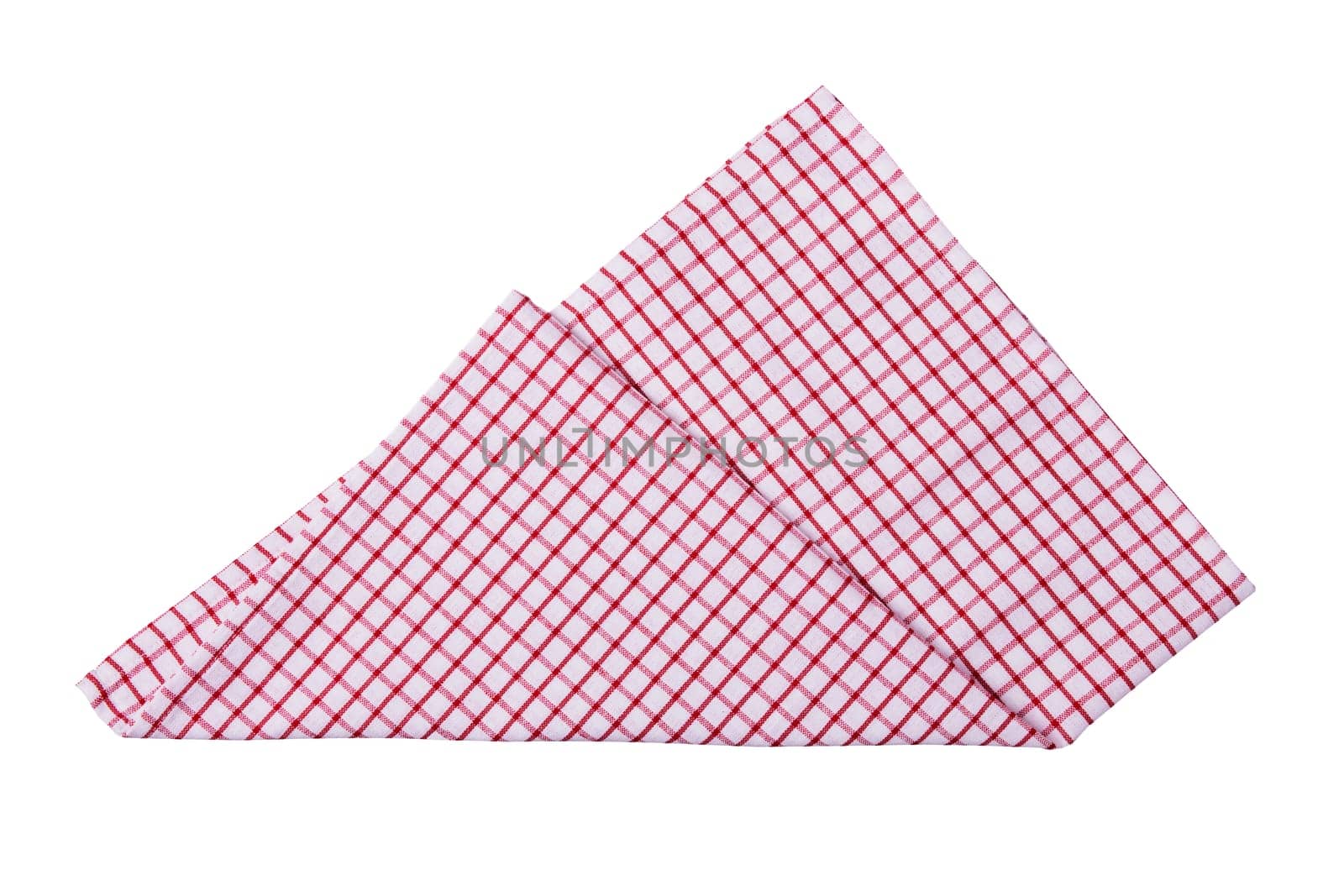 Red and white checkered napkin isolated on white background.
